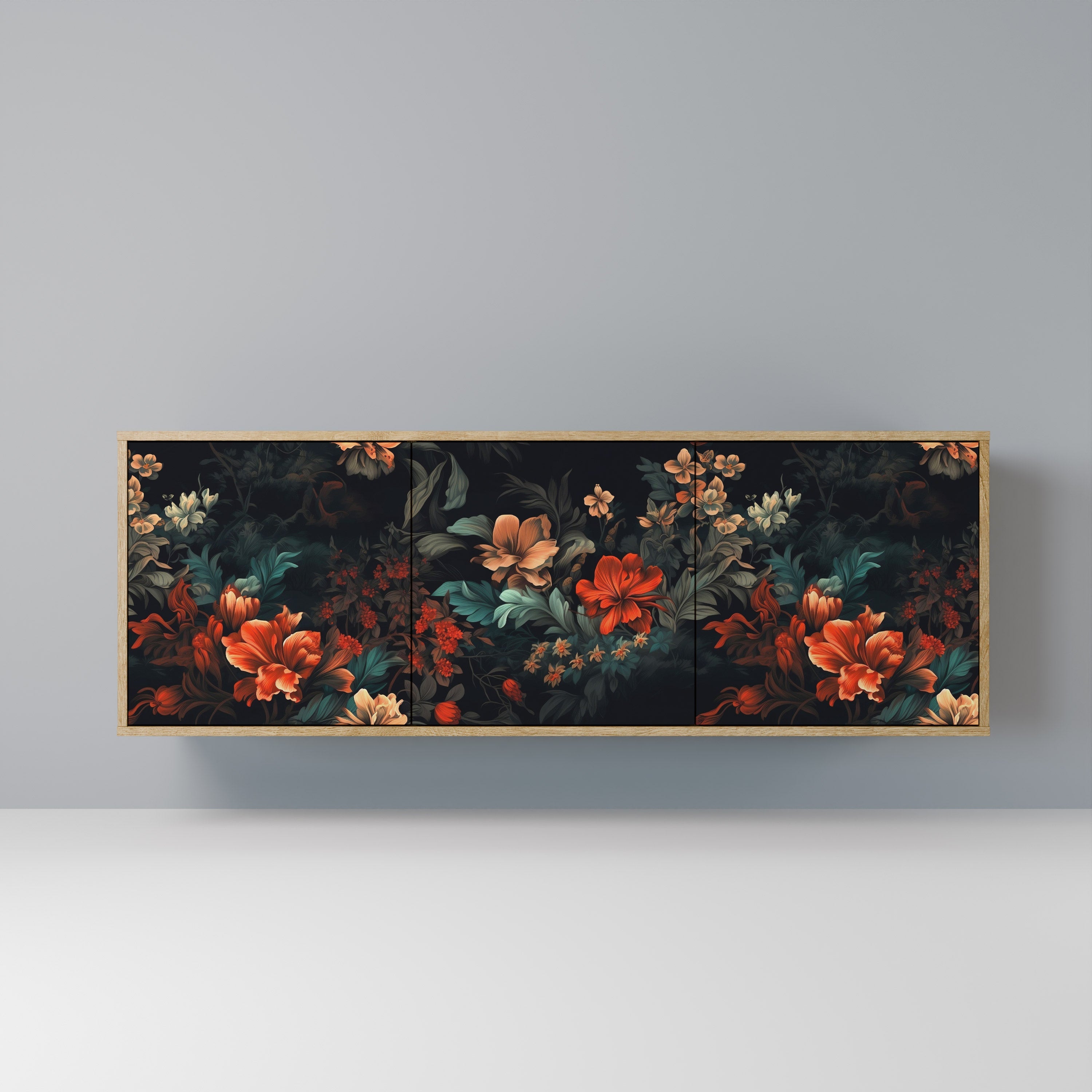 IMAGINARY BLOSSOM Aparador de 3 Portas em Efeito Carvalho