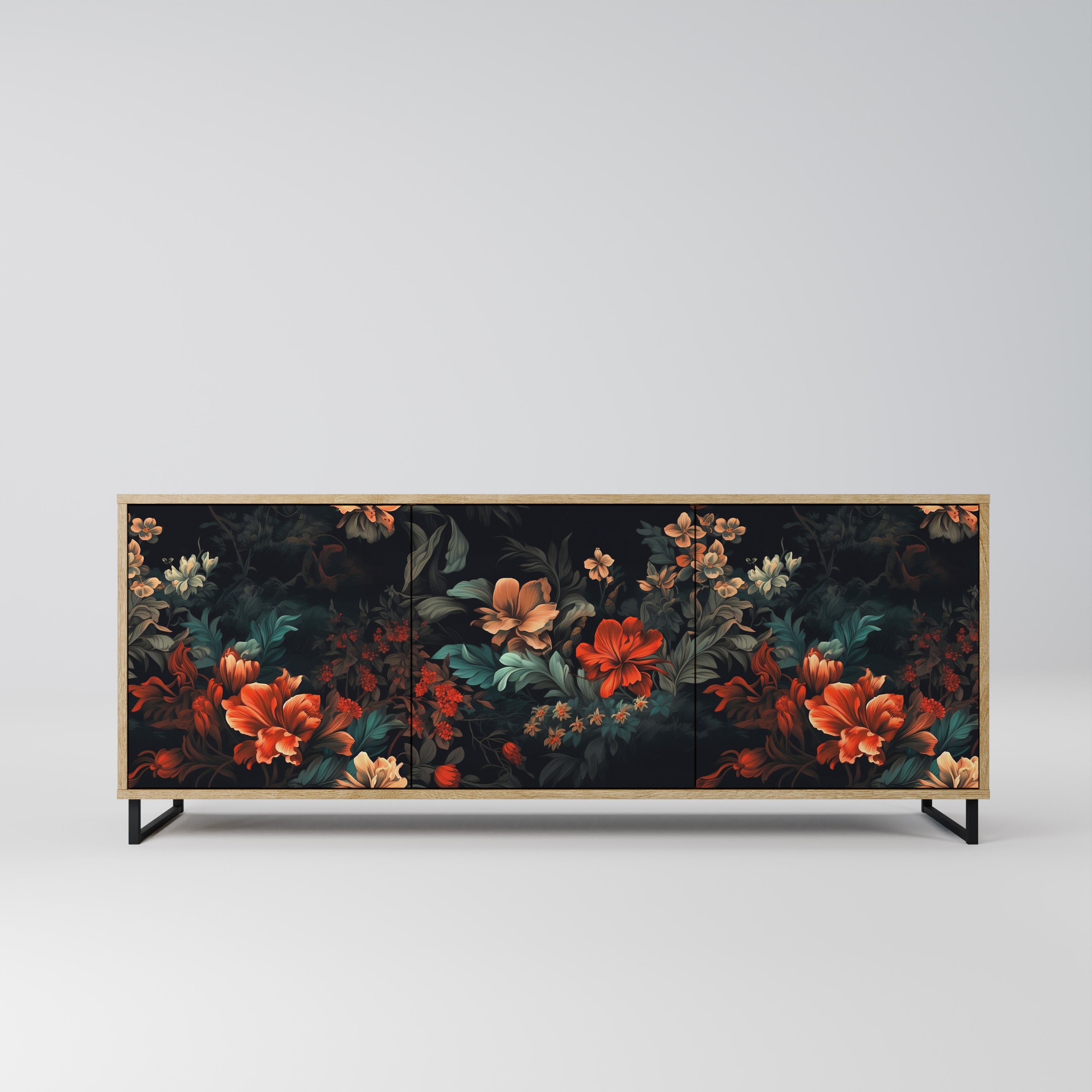 IMAGINARY BLOSSOM Aparador de 3 Portas em Efeito Carvalho