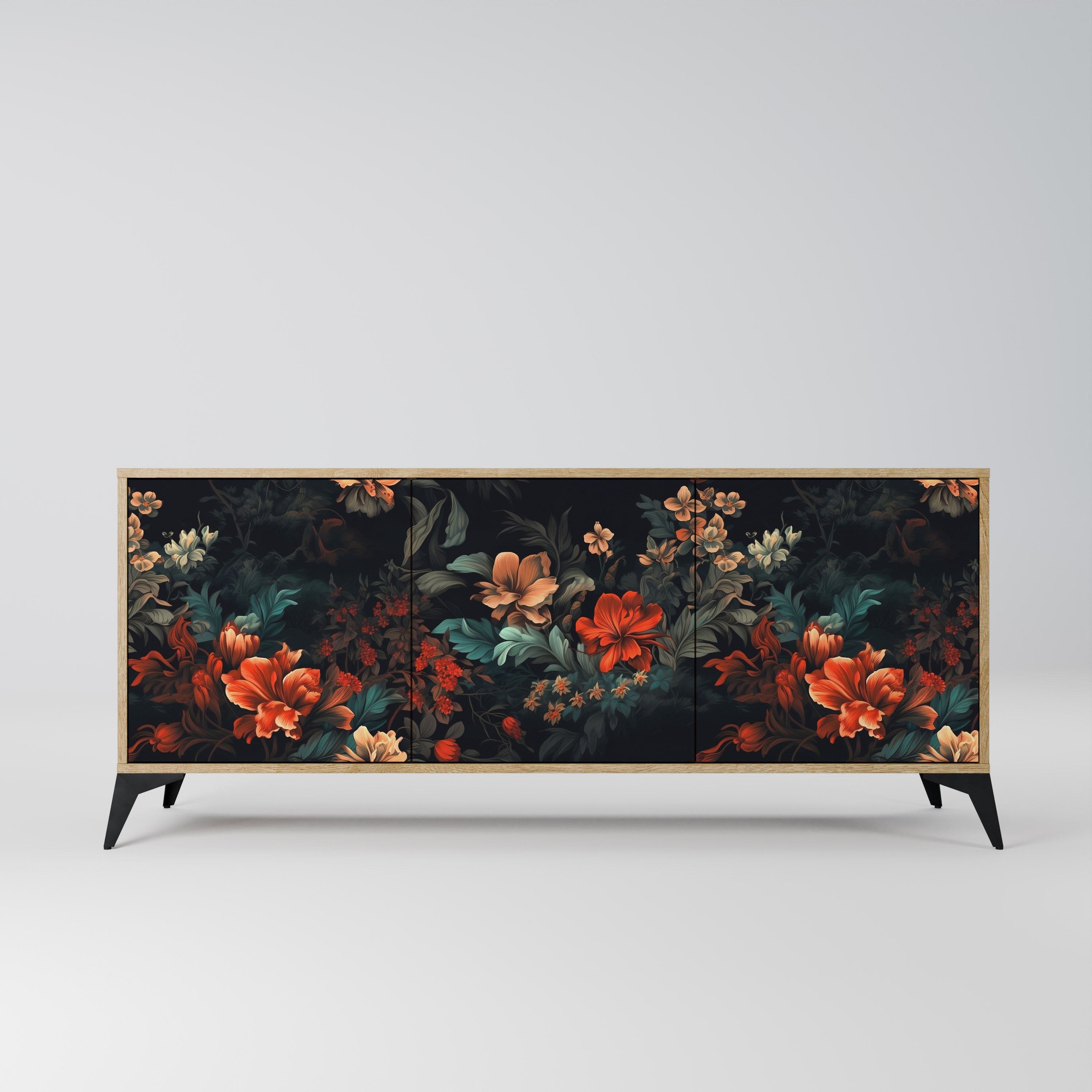 IMAGINARY BLOSSOM Aparador de 3 Portas em Efeito Carvalho