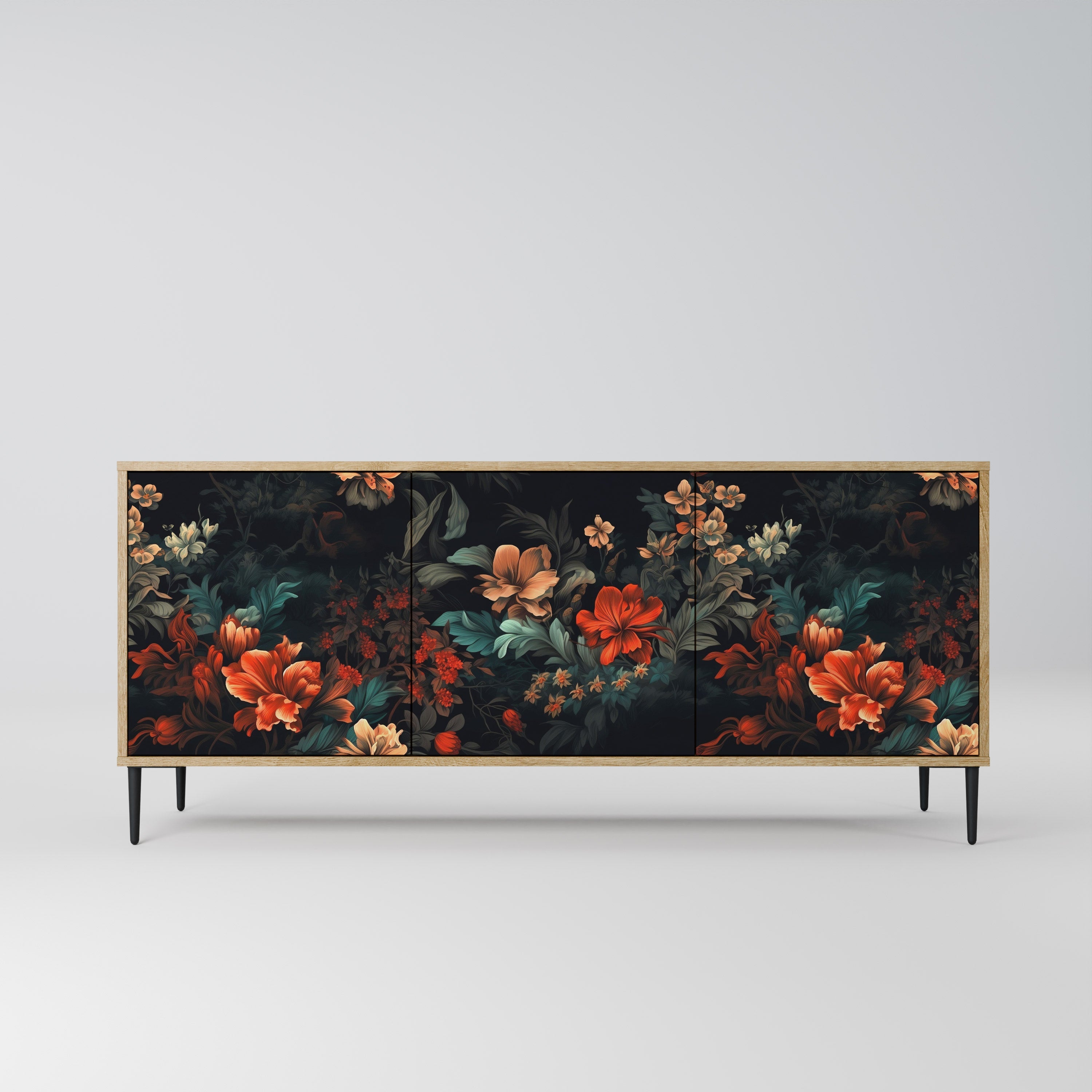 IMAGINARY BLOSSOM Aparador de 3 Portas em Efeito Carvalho