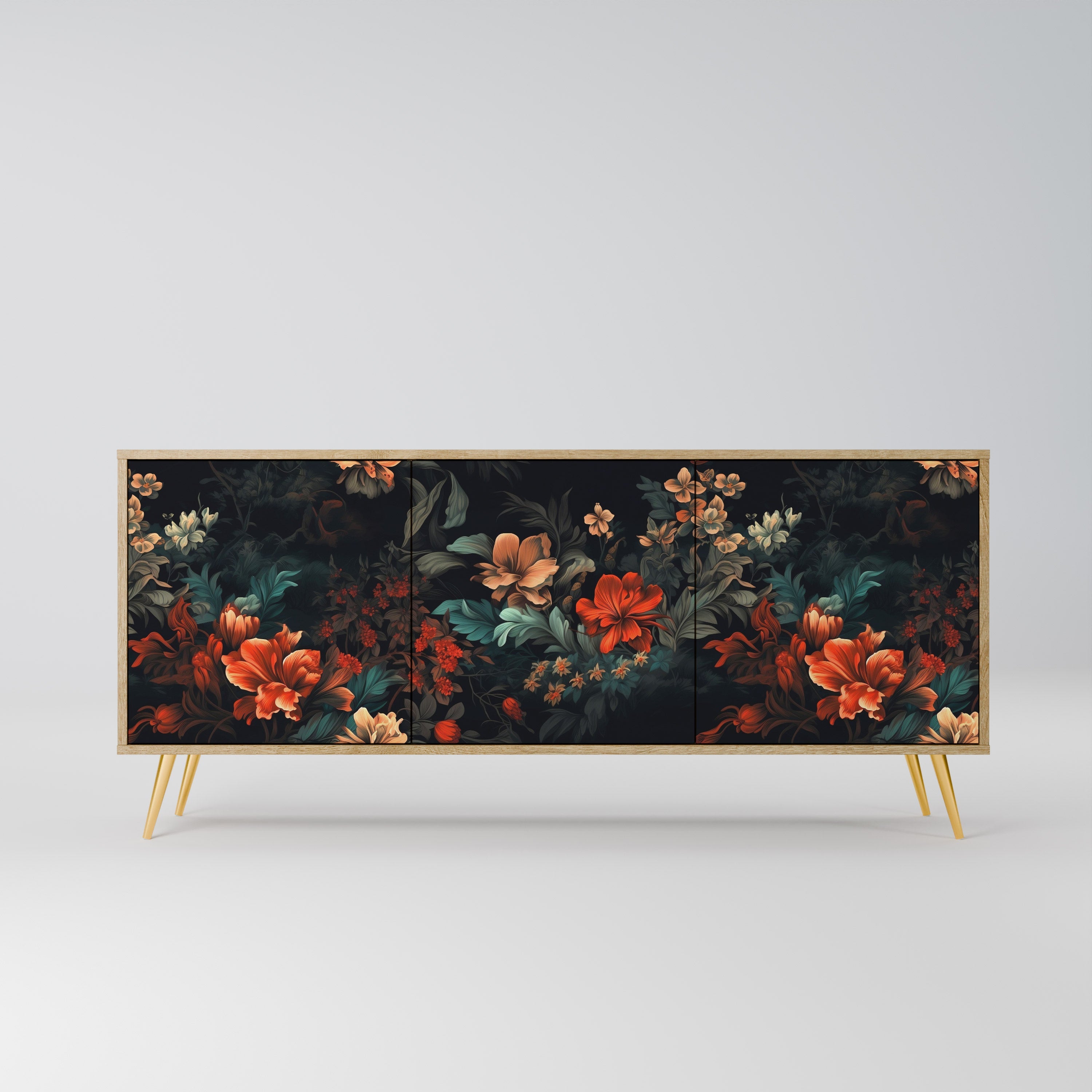 IMAGINARY BLOSSOM Aparador de 3 Portas em Efeito Carvalho