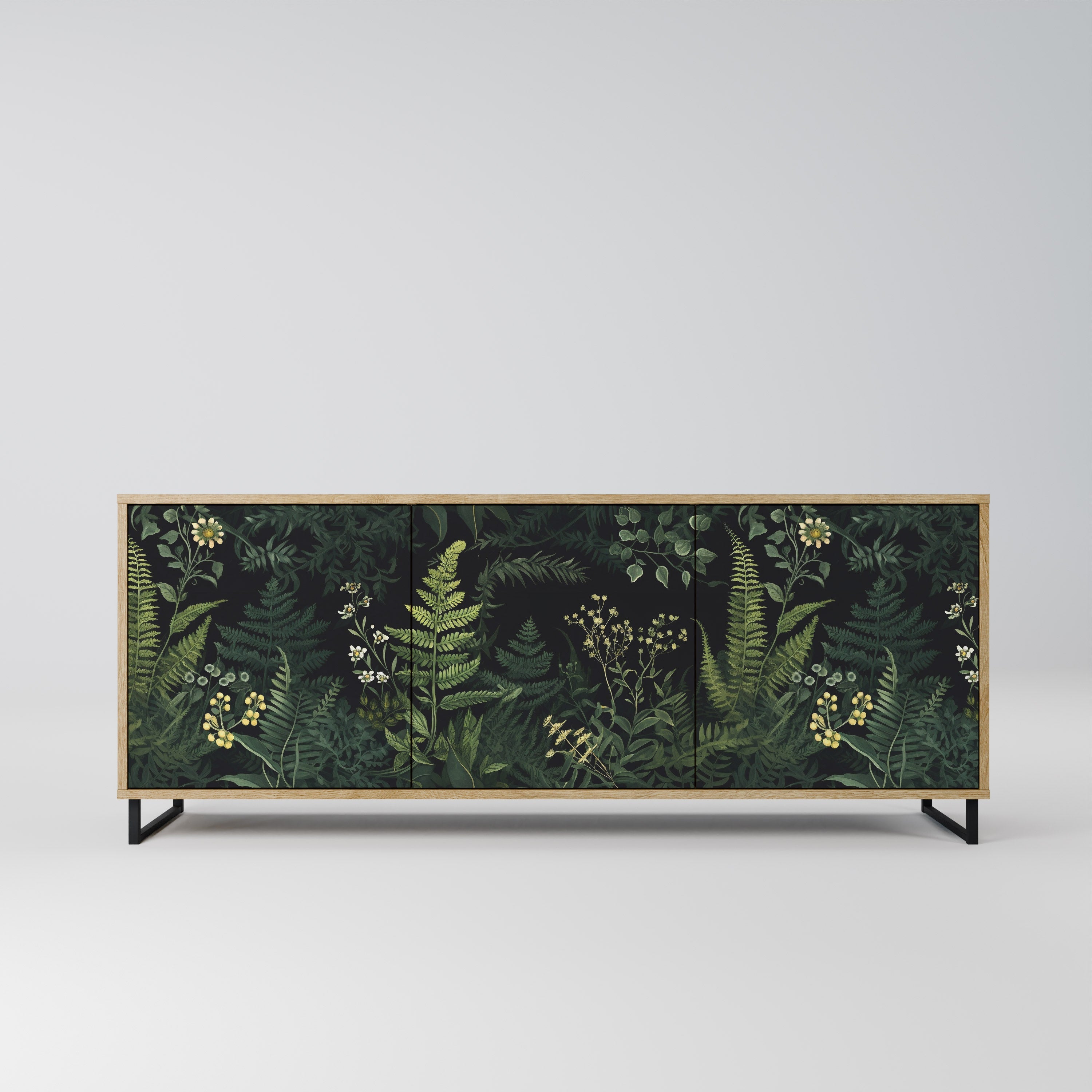 FERN FLOWERS Aparador de 3 Portas em Efeito Carvalho