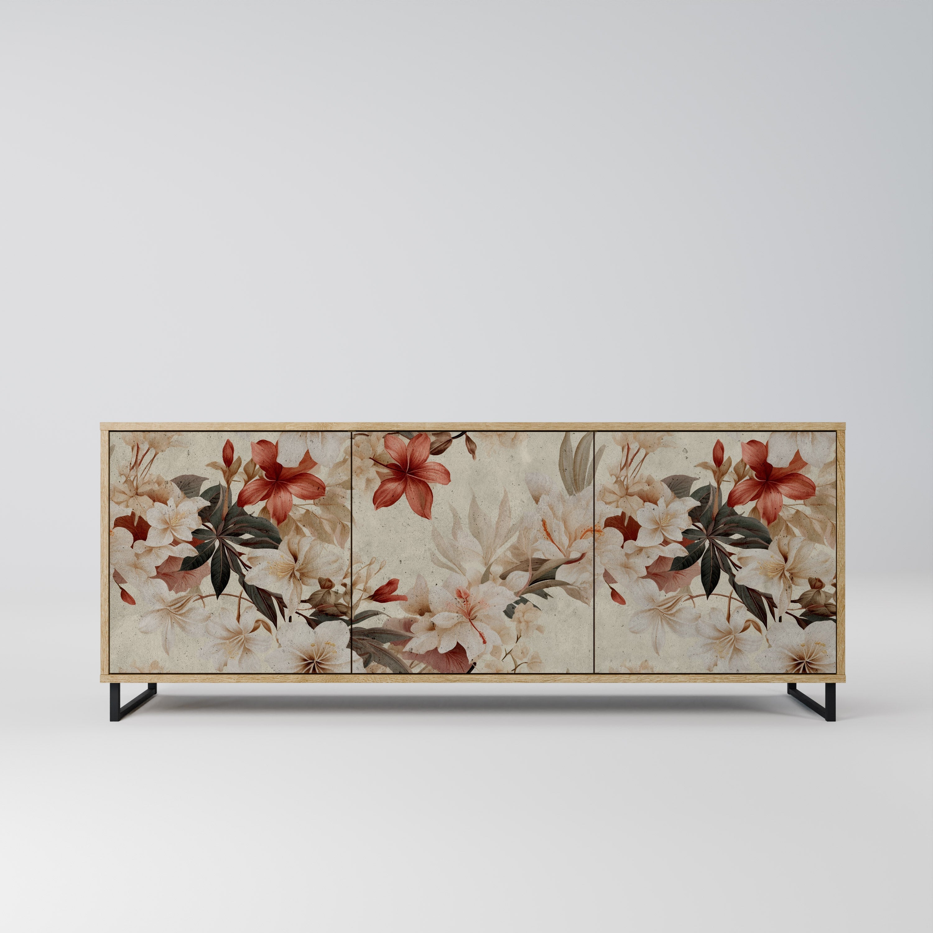 PETAL HARMONY Aparador de 3 Portas em Efeito Carvalho