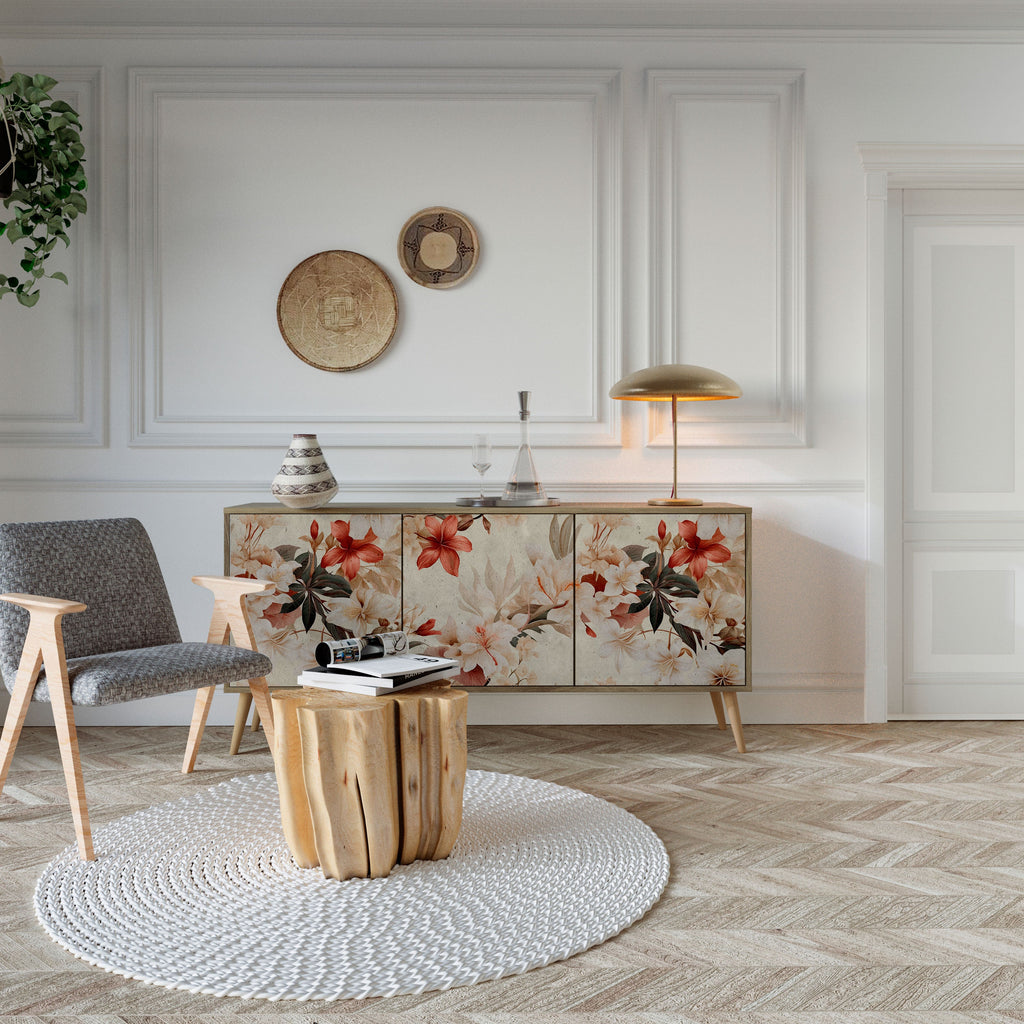 PETAL HARMONY Aparador de 3 Portas em Efeito Carvalho