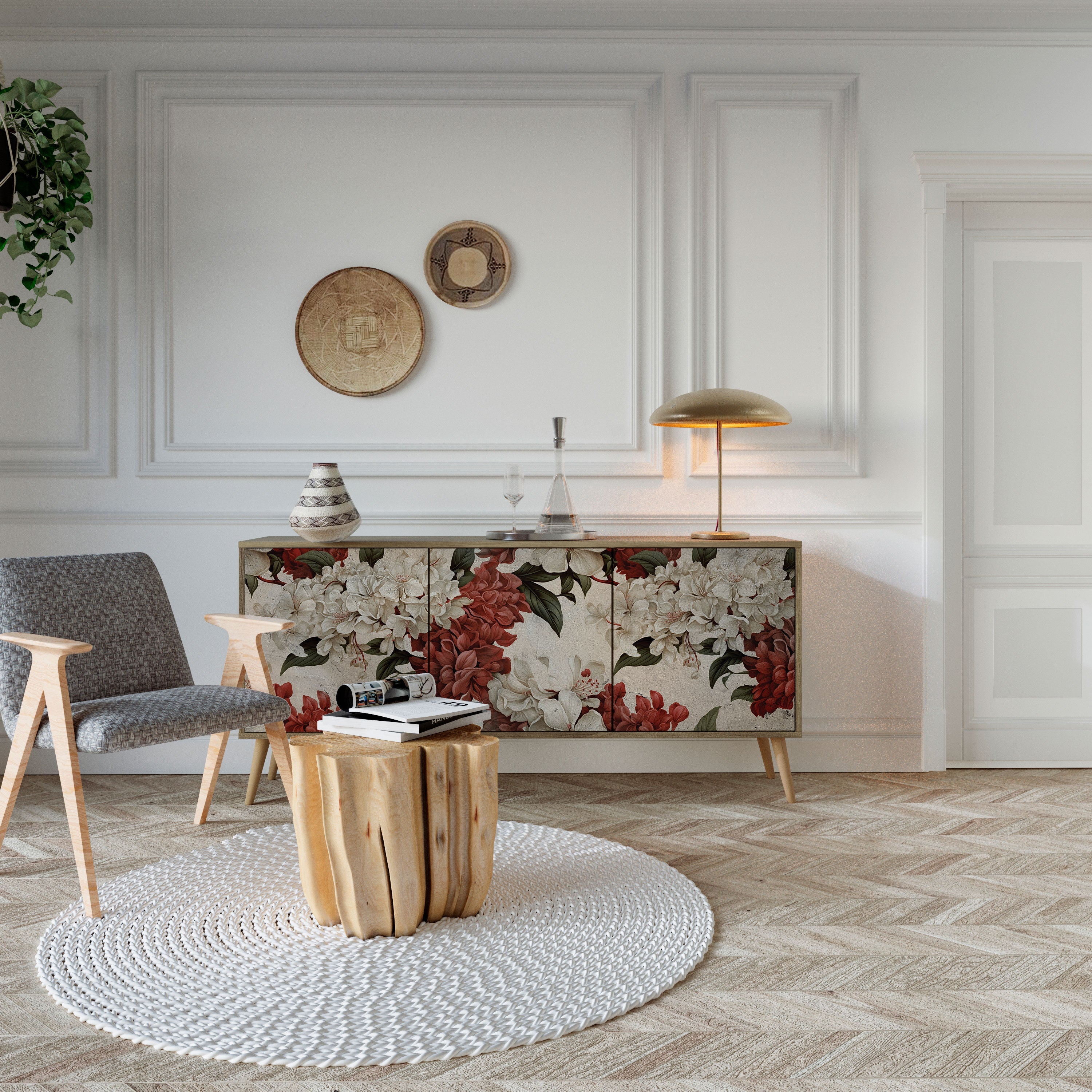 EPHEMERAL DAYS Aparador de 3 Portas em Efeito Carvalho