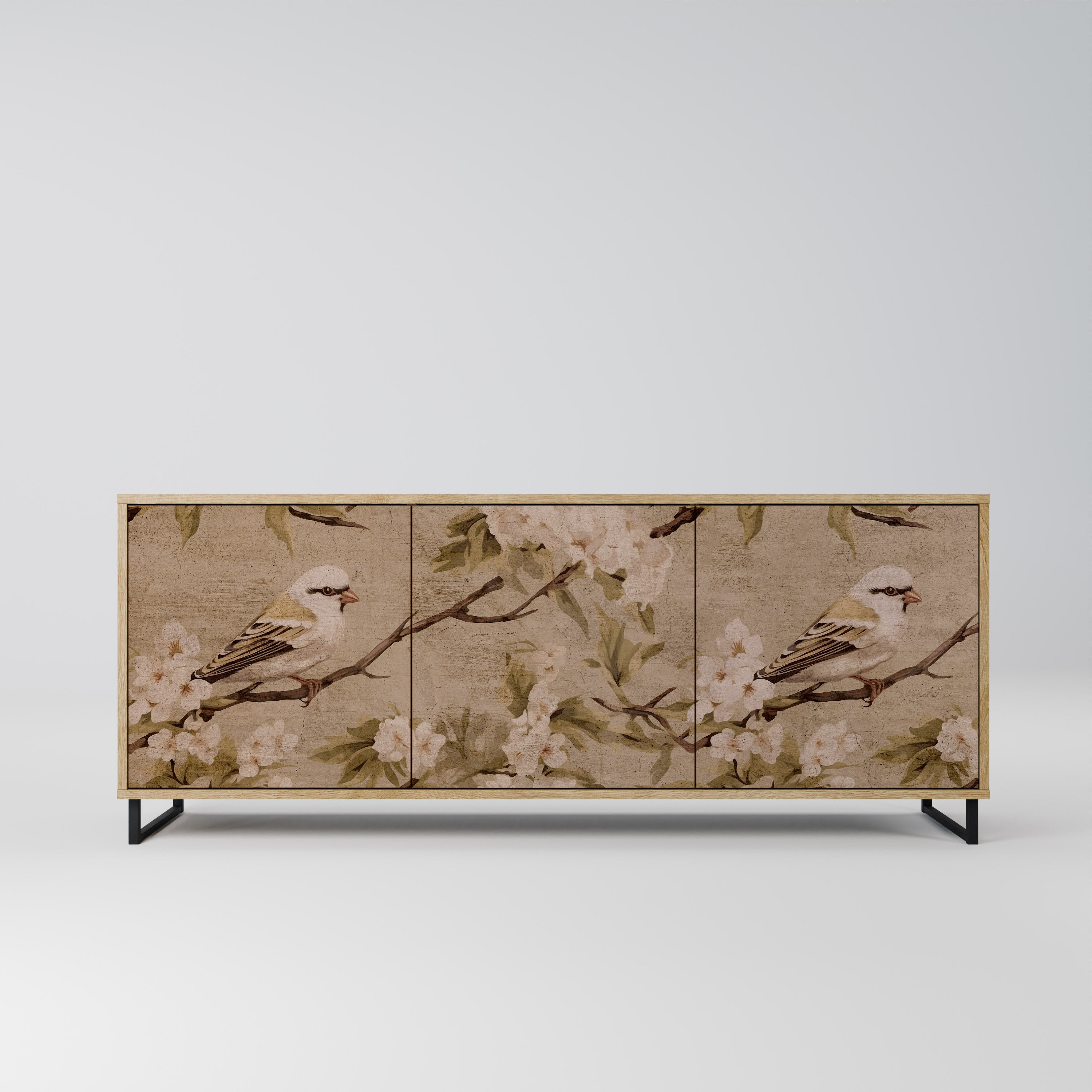 PETAL DISTINGUISH Aparador de 3 Portas em Efeito Carvalho