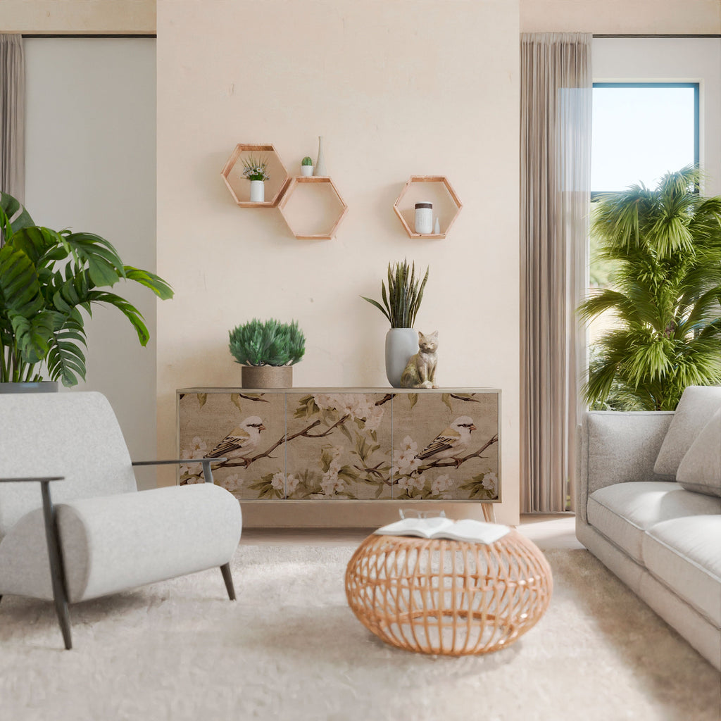 PETAL DISTINGUISH Aparador de 3 Portas em Efeito Carvalho