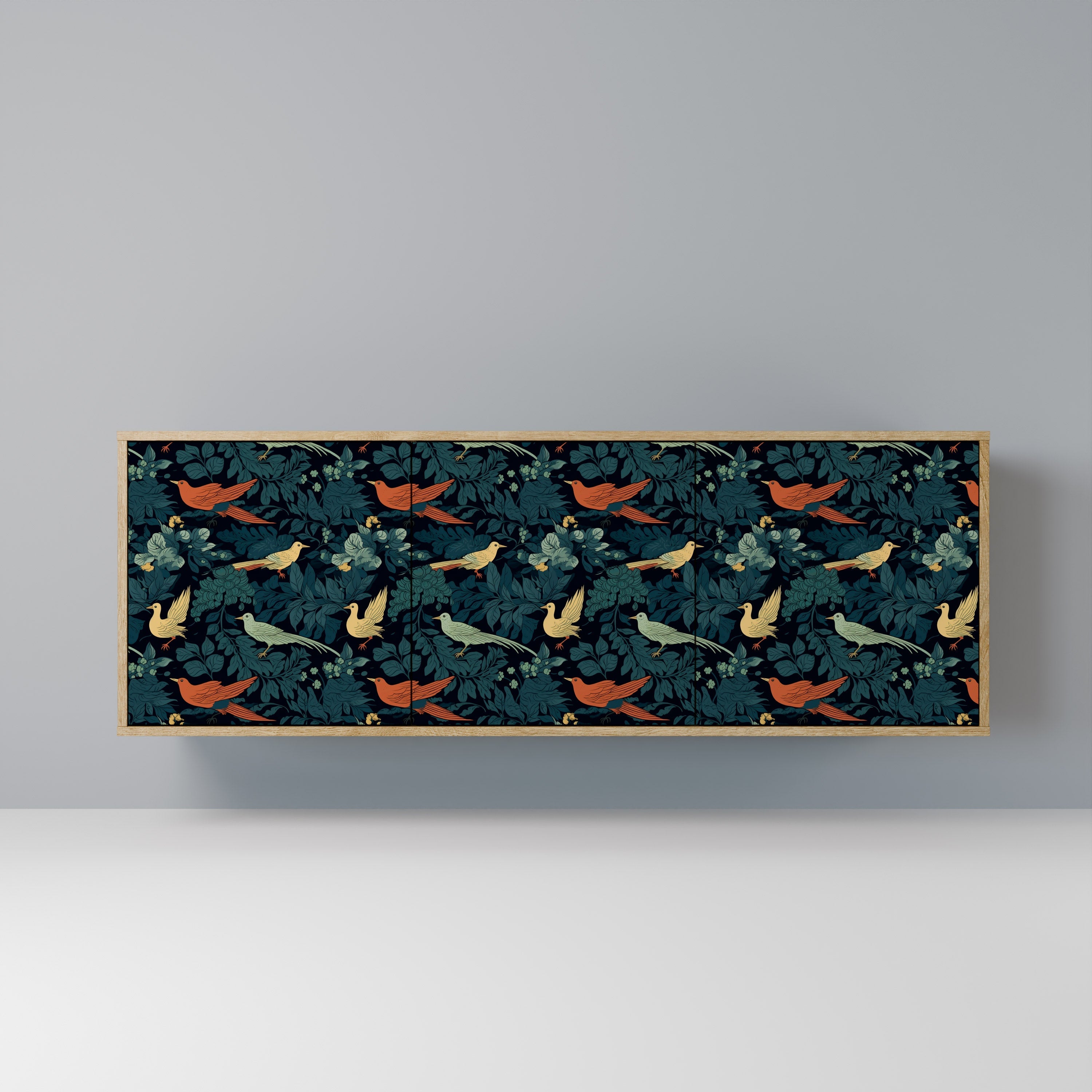 FOWL ORNAMENT Aparador de 3 Portas em Efeito Carvalho