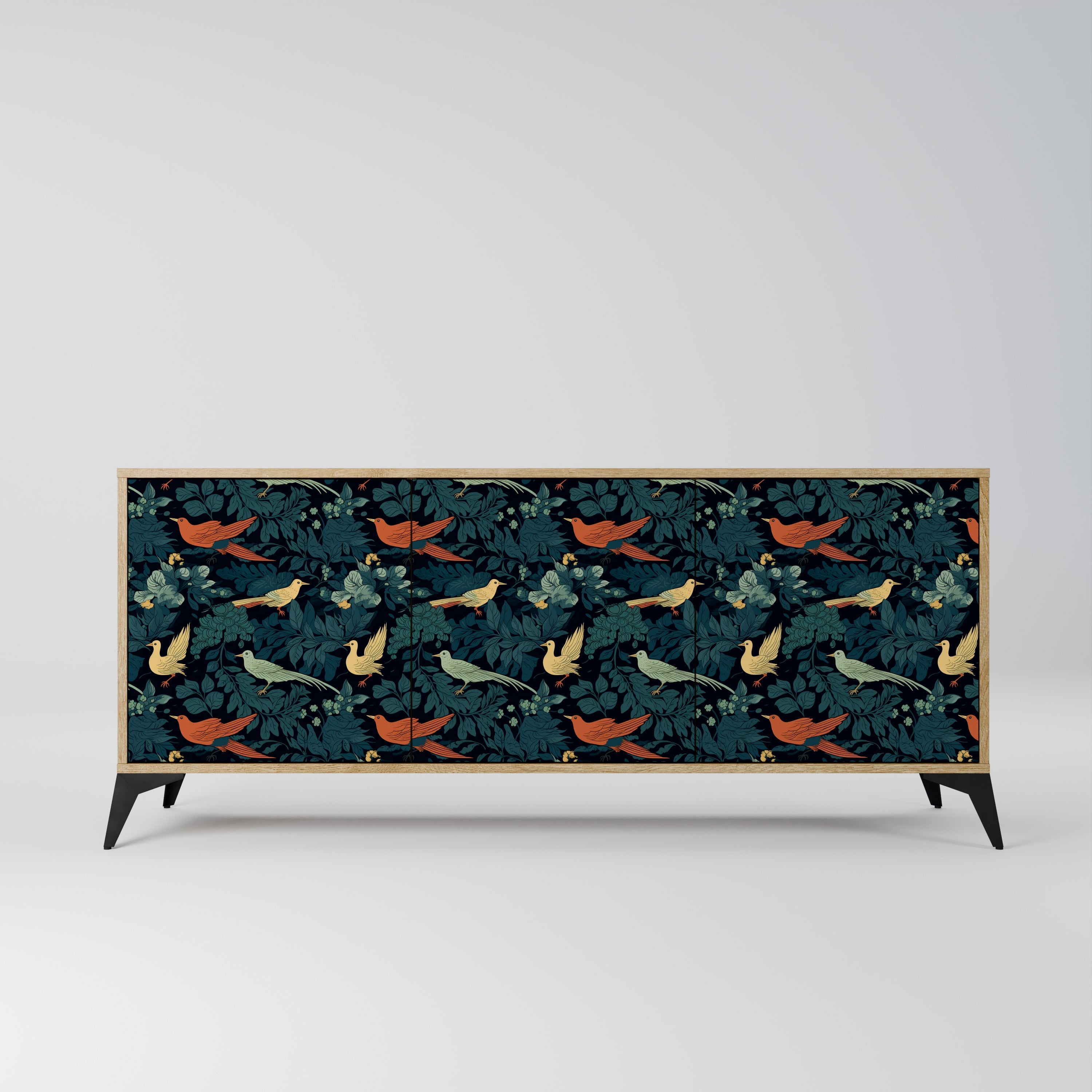 FOWL ORNAMENT Aparador de 3 Portas em Efeito Carvalho