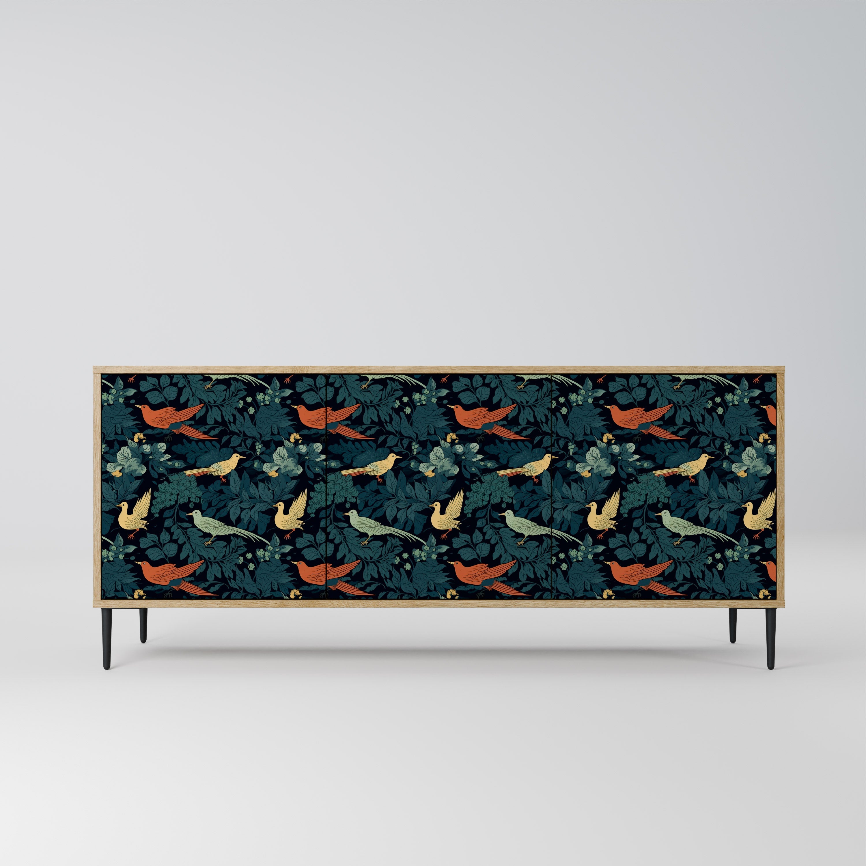 FOWL ORNAMENT Aparador de 3 Portas em Efeito Carvalho