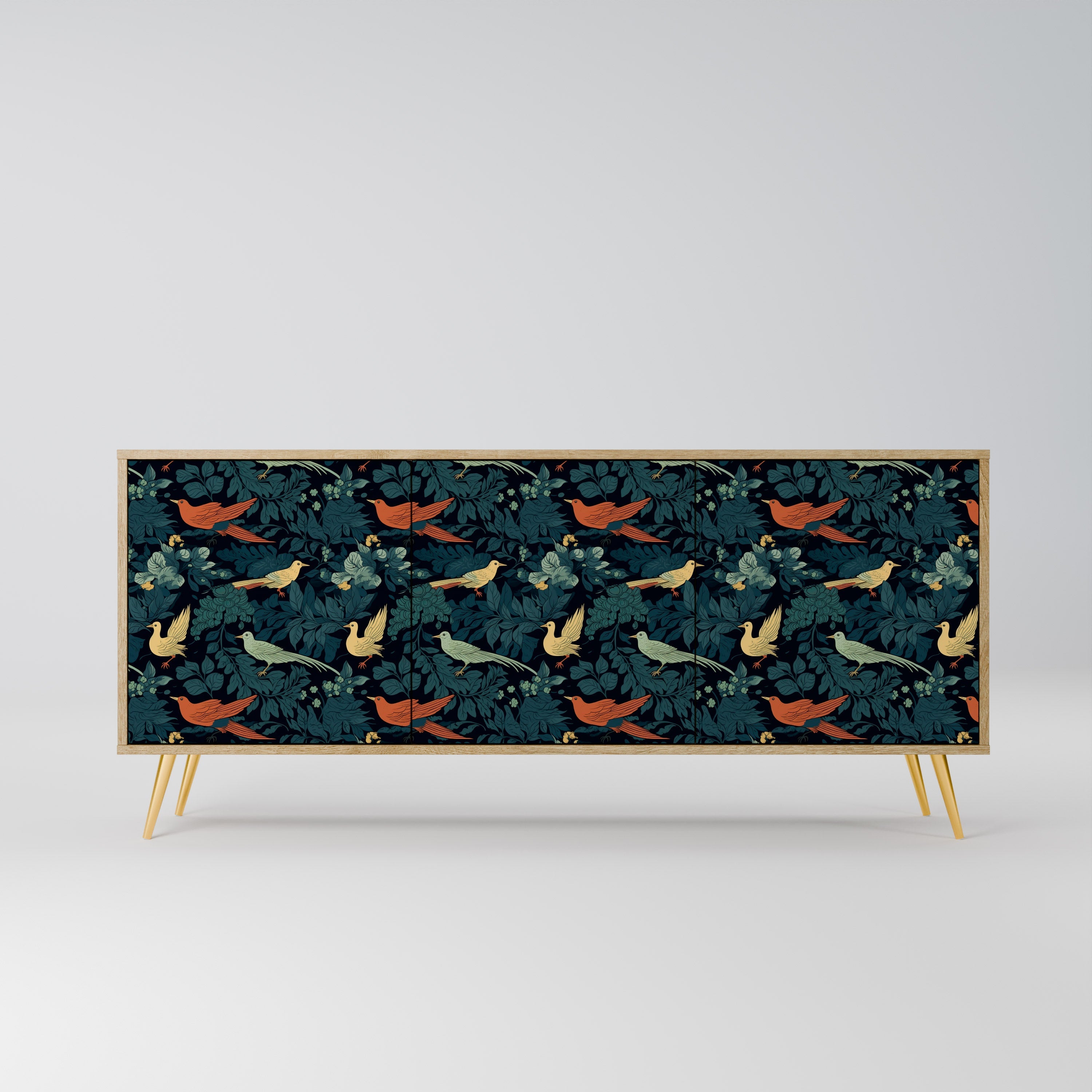 FOWL ORNAMENT Aparador de 3 Portas em Efeito Carvalho