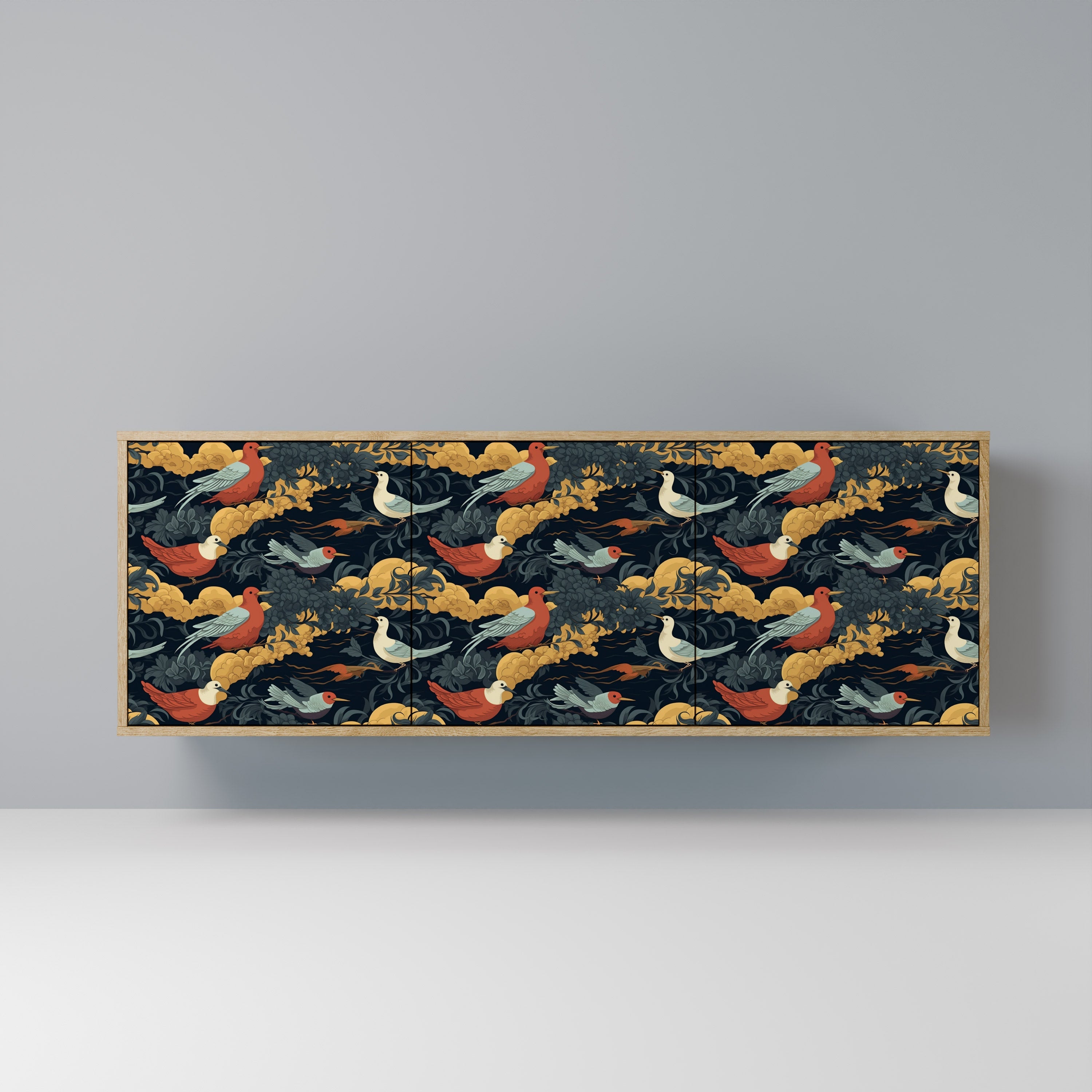 FOWLY DAZE Aparador de 3 Portas em Efeito Carvalho