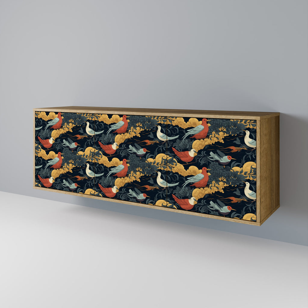 FOWLY DAZE Aparador de 3 Portas em Efeito Carvalho