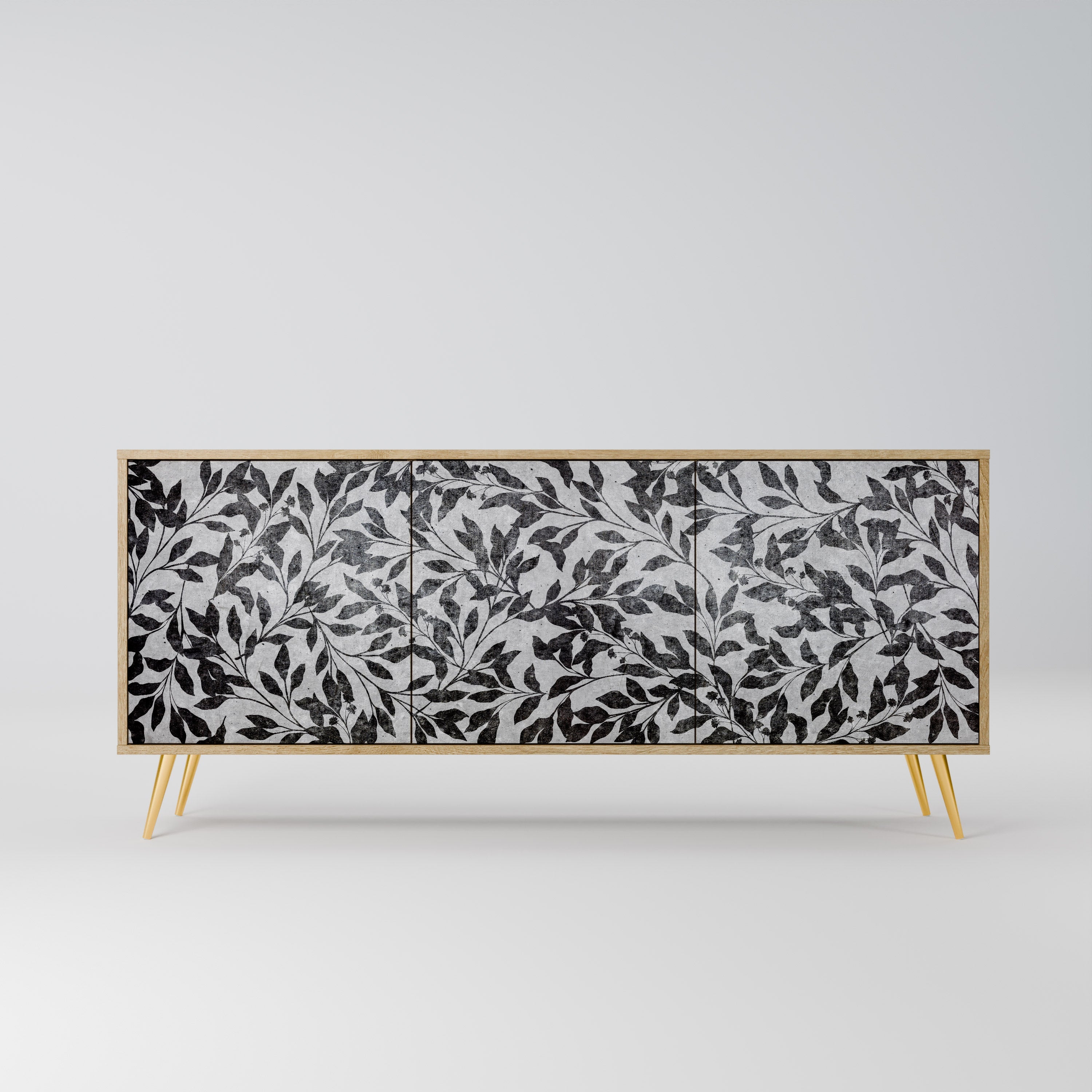 CHARCOAL SPROUT Aparador de 3 Portas em Efeito Carvalho