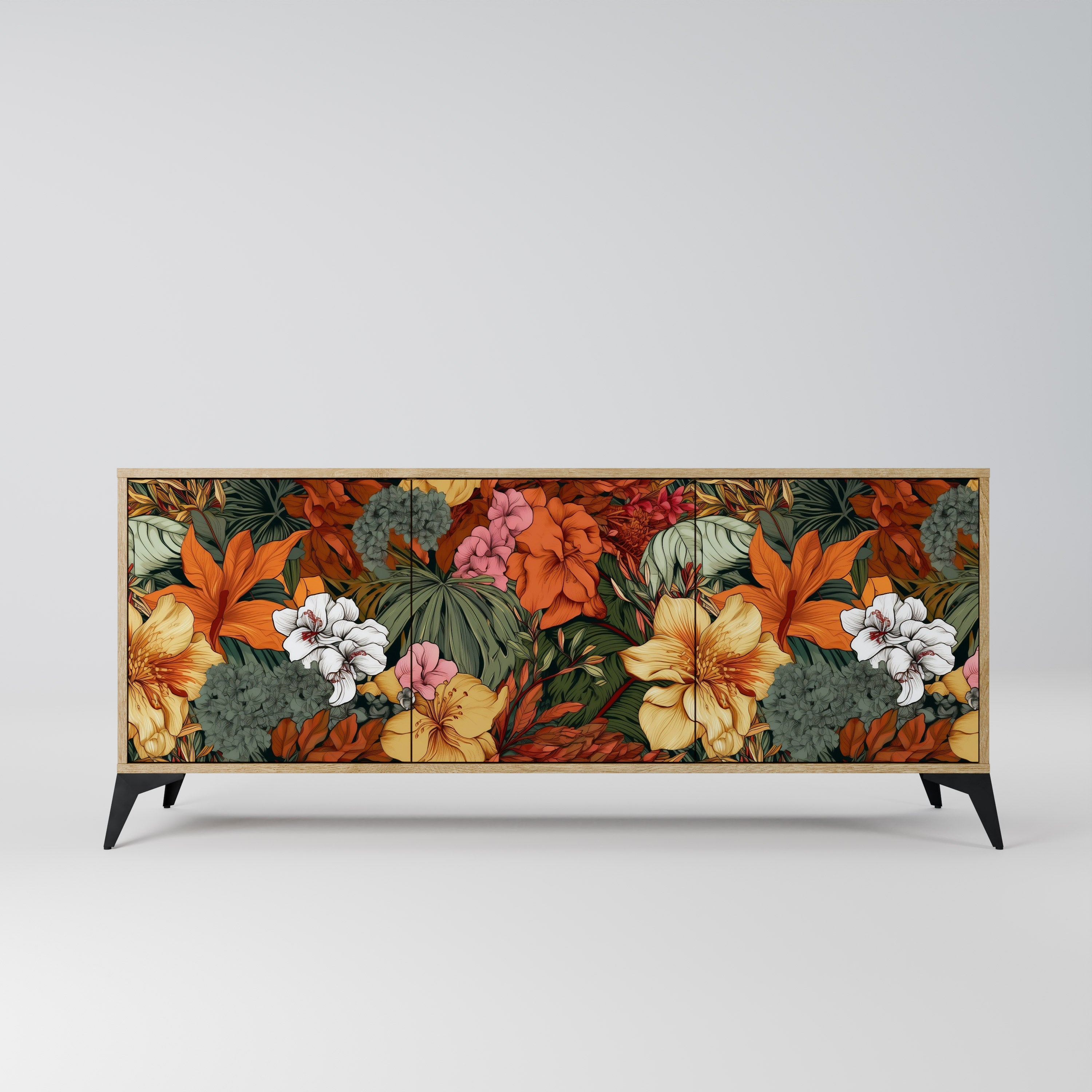 RADIANT FLORA Aparador de 3 Portas em Efeito Carvalho