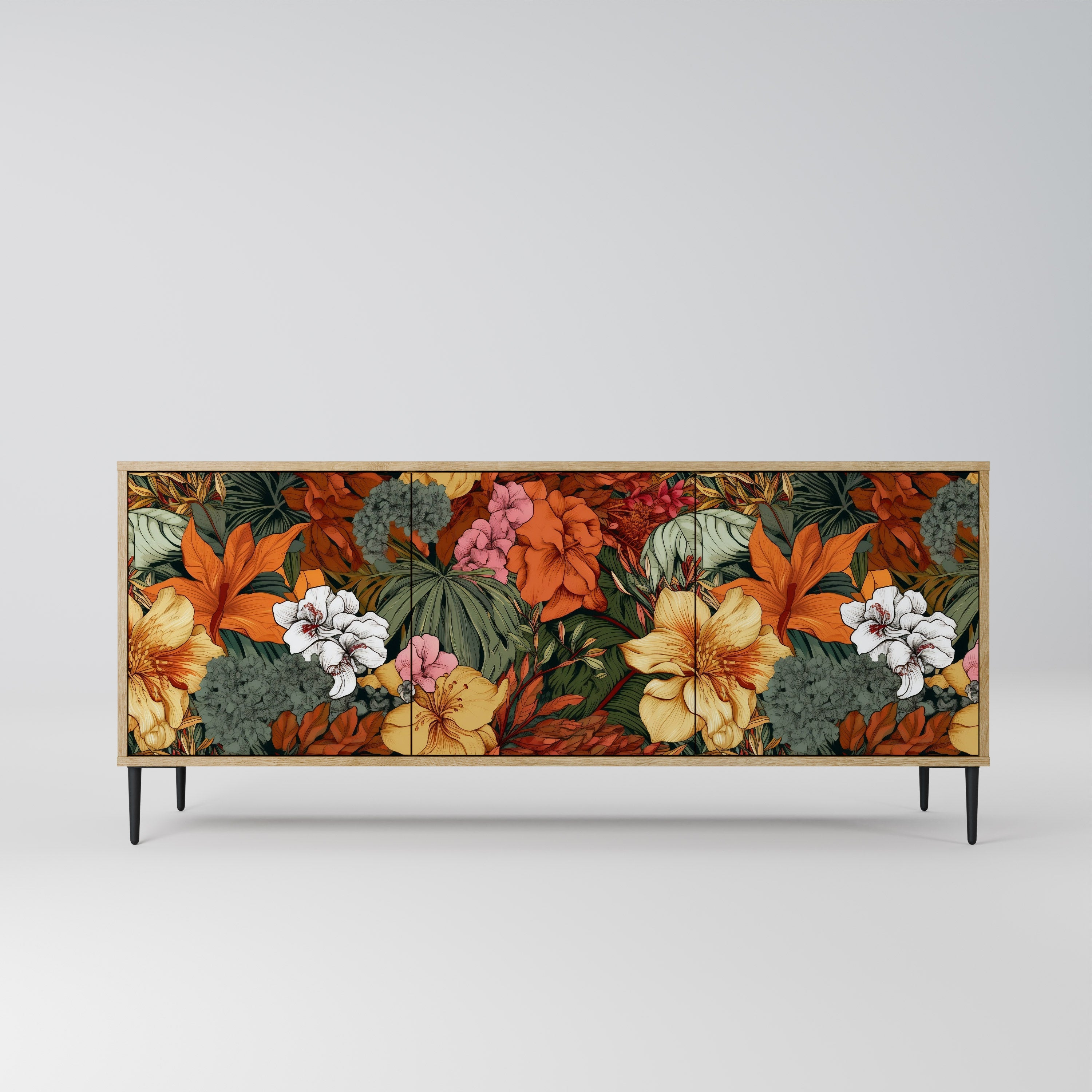 RADIANT FLORA Aparador de 3 Portas em Efeito Carvalho