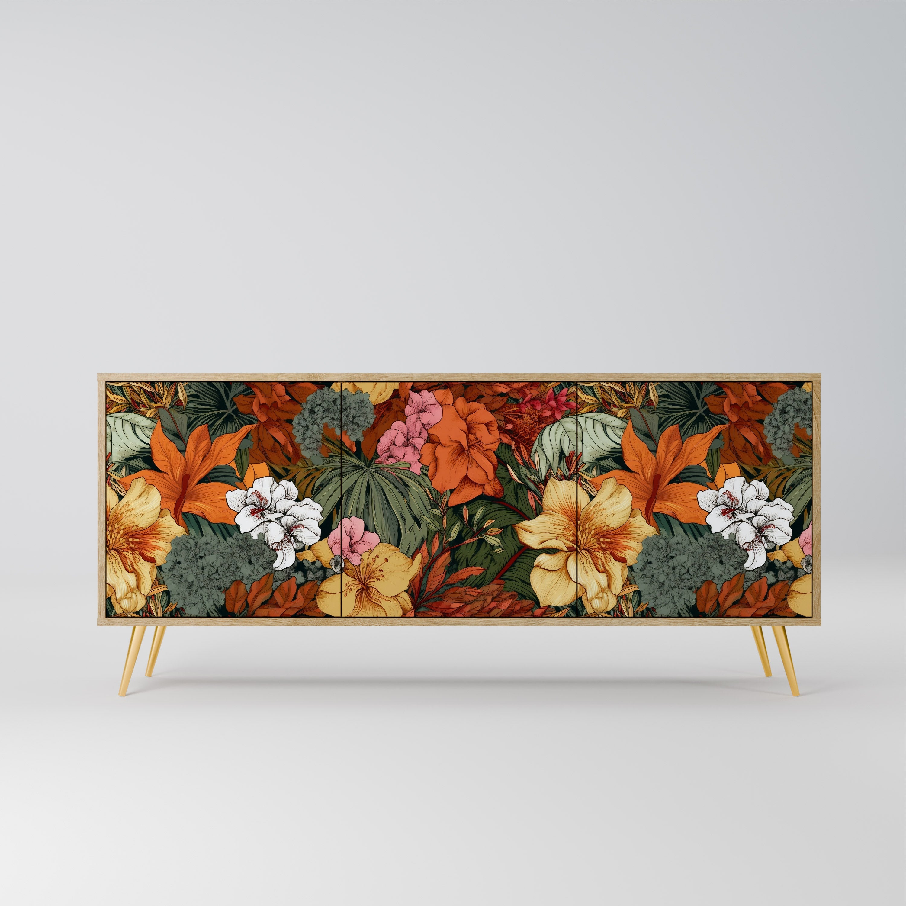 RADIANT FLORA Aparador de 3 Portas em Efeito Carvalho