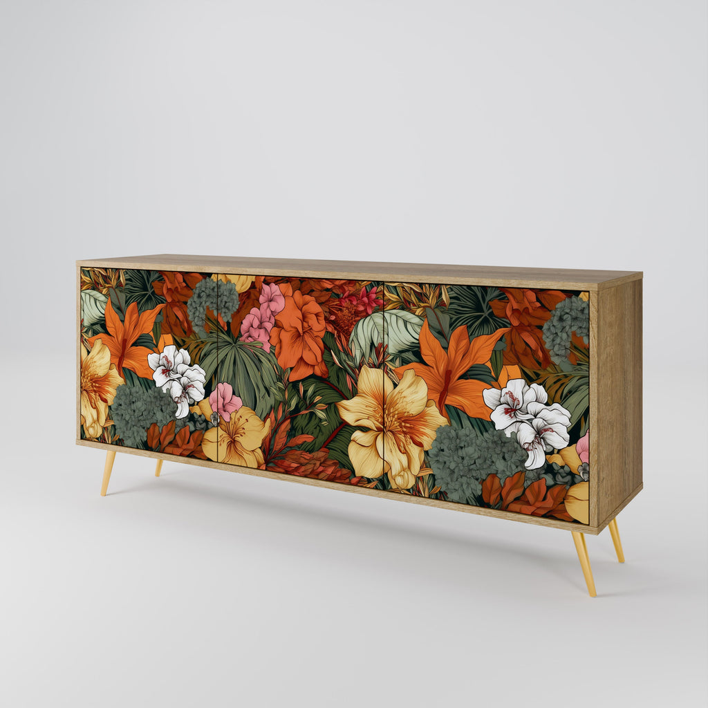 RADIANT FLORA Aparador de 3 Portas em Efeito Carvalho