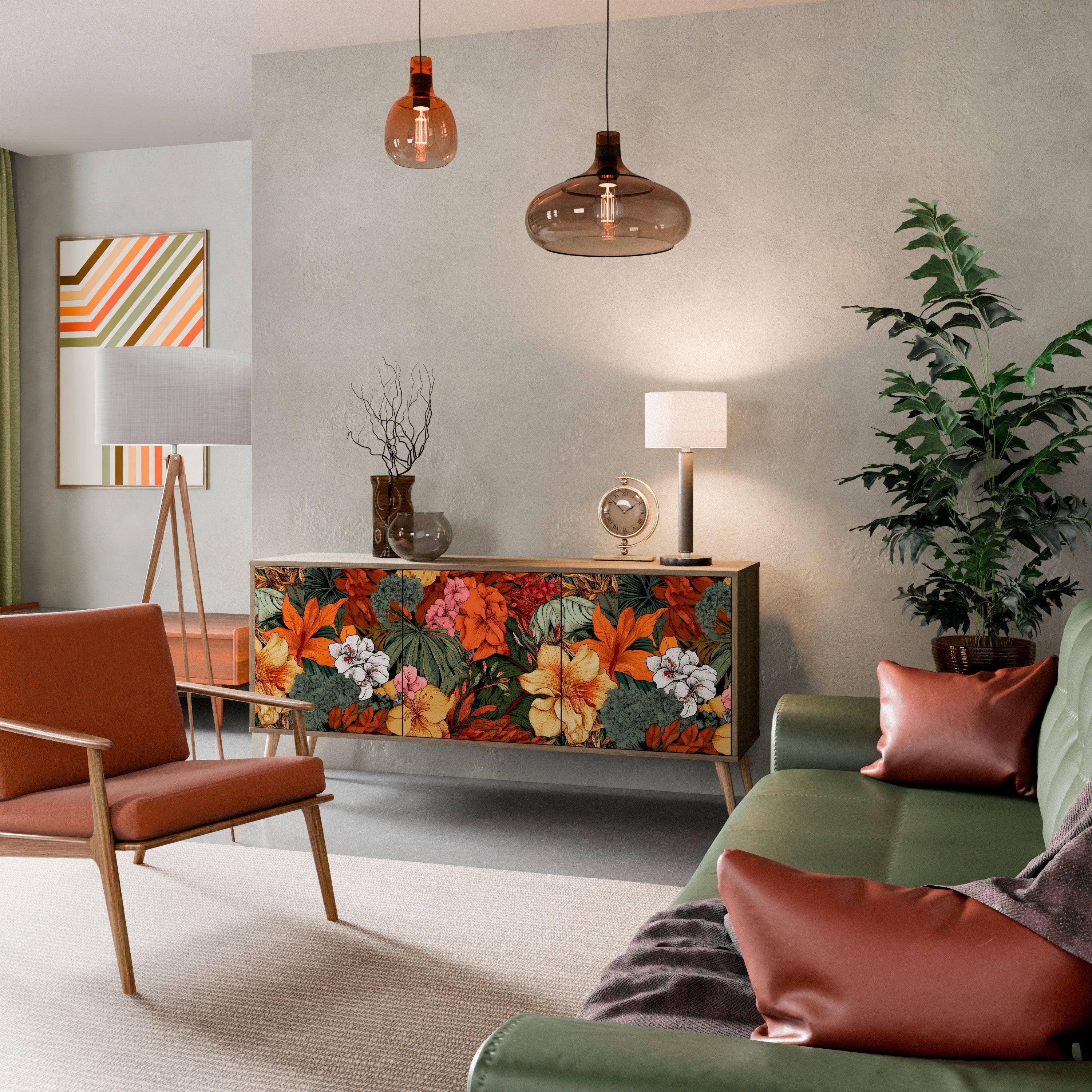 RADIANT FLORA Aparador de 3 Portas em Efeito Carvalho