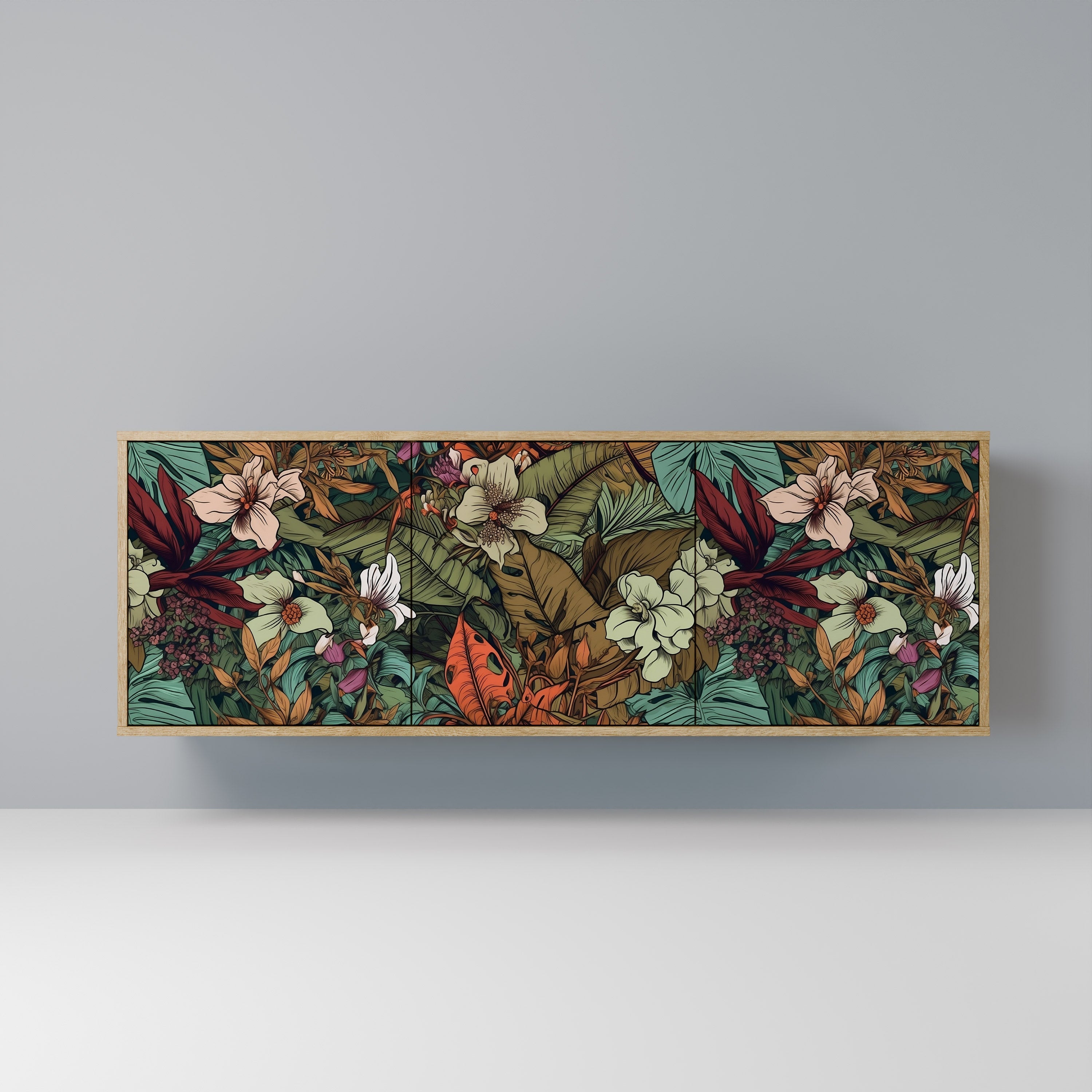 BOTANICAL EMERGENCE Aparador de 3 Portas em Efeito Carvalho