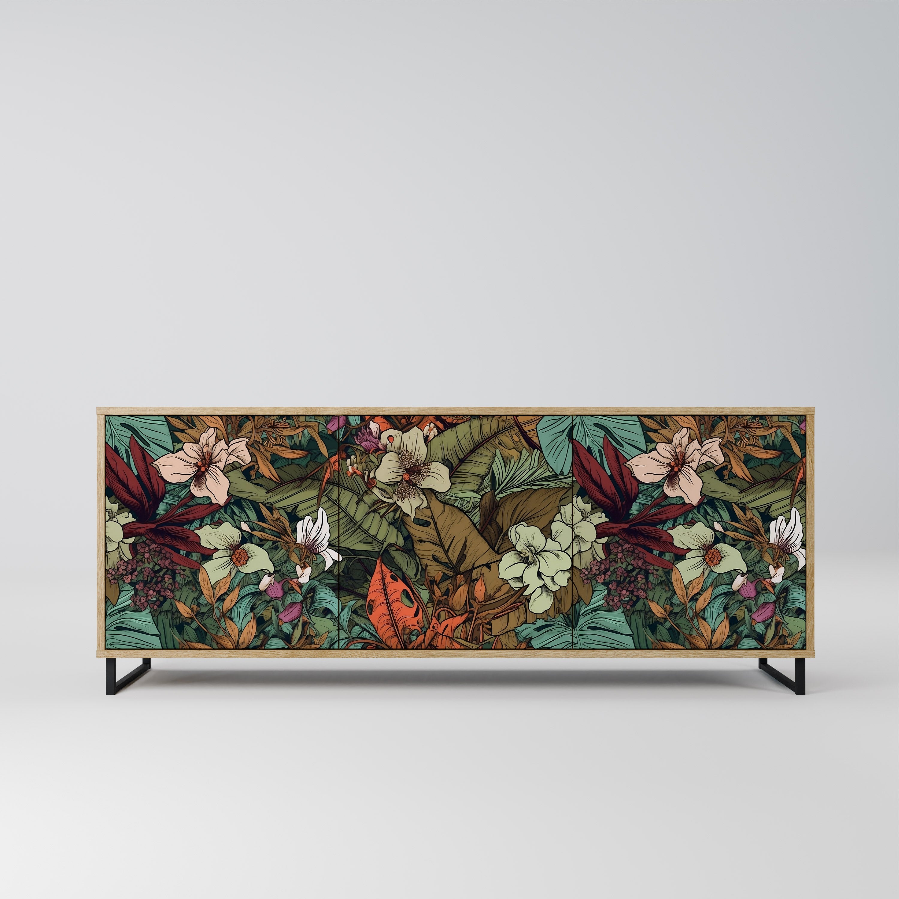 BOTANICAL EMERGENCE Aparador de 3 Portas em Efeito Carvalho