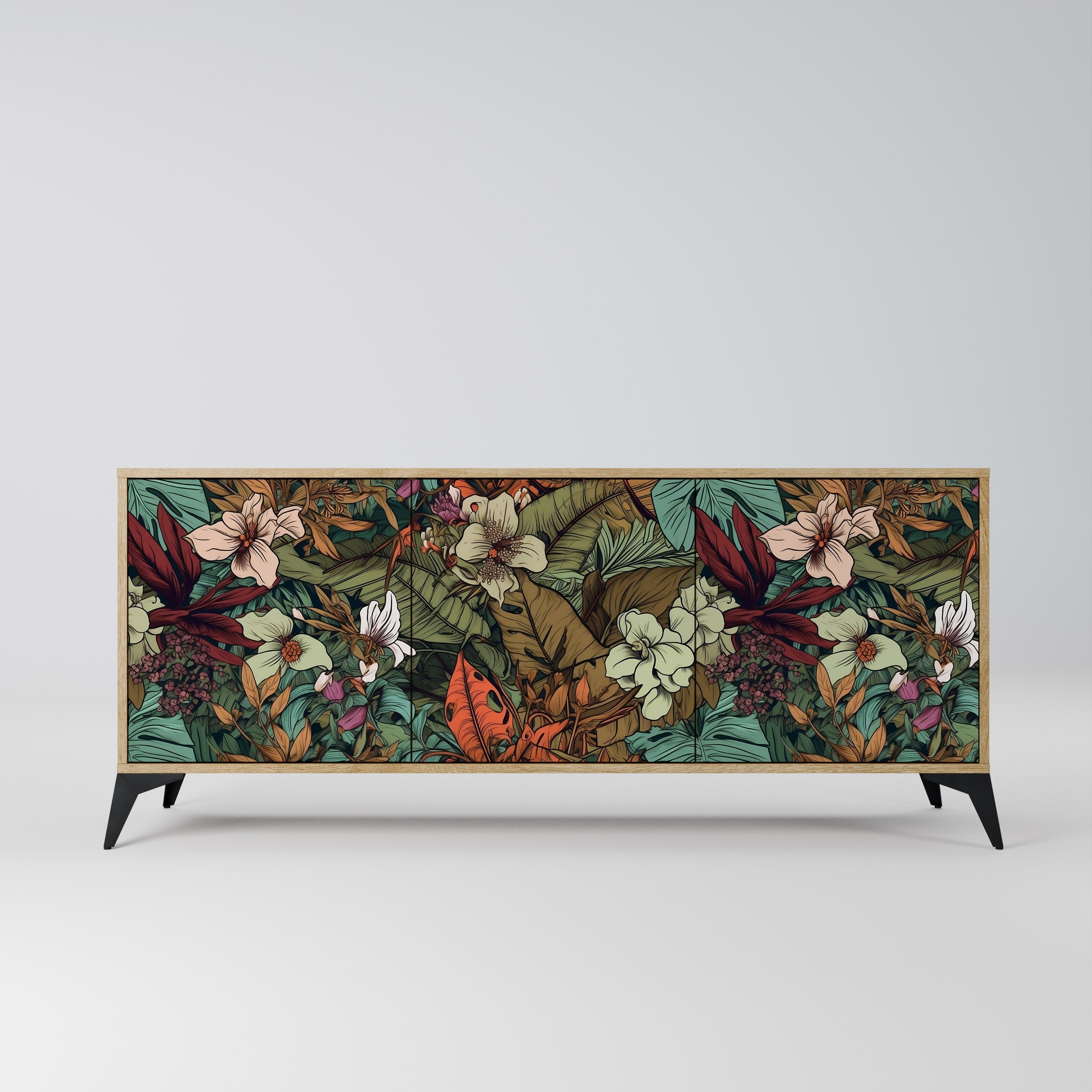 BOTANICAL EMERGENCE Aparador de 3 Portas em Efeito Carvalho