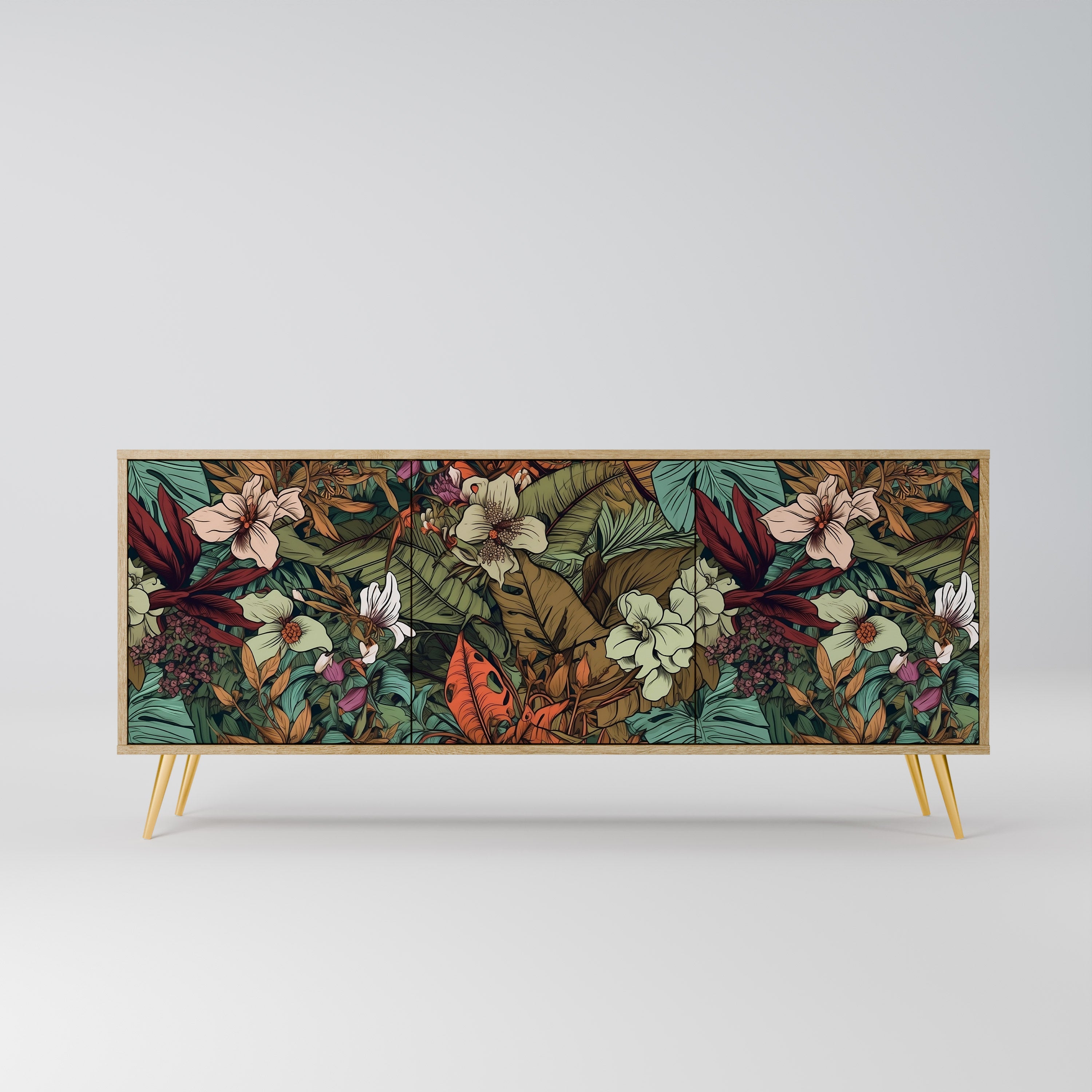 BOTANICAL EMERGENCE Aparador de 3 Portas em Efeito Carvalho