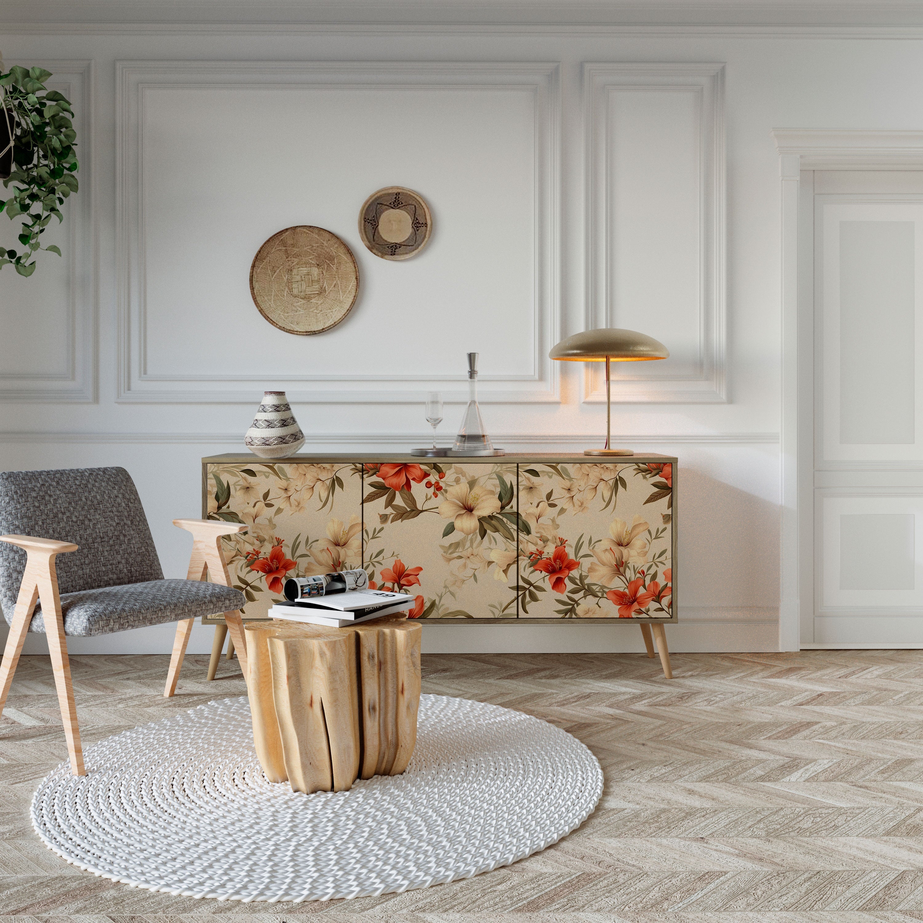 BLOOMING HARMONY Aparador de 3 Portas em Efeito Carvalho