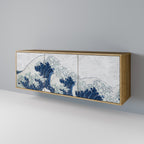 THE GREAT WAVE AT KANAGAWA Aparador de 3 Portas em Efeito Carvalho