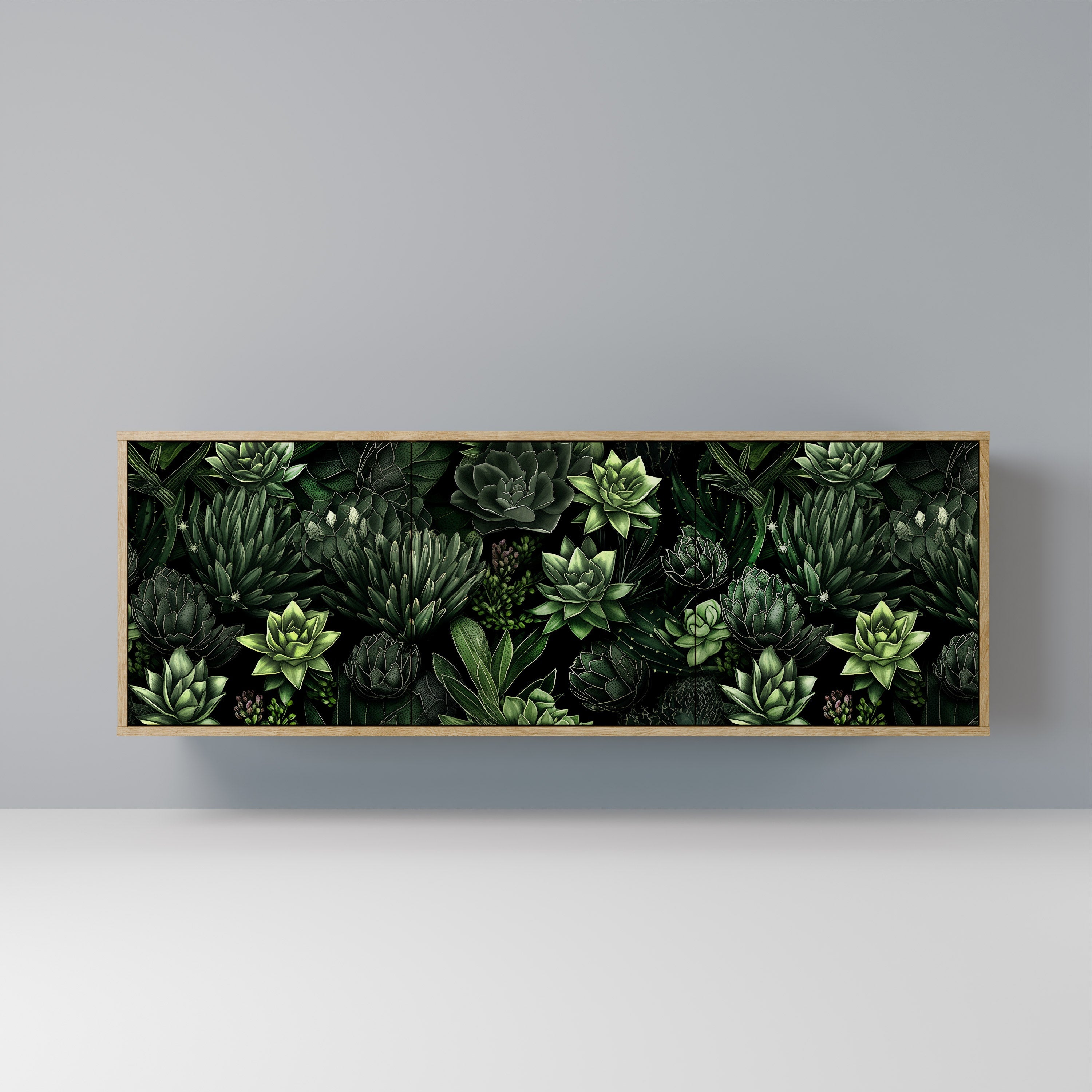 SUCCULENT JUNGLE Aparador de 3 Portas em Efeito Carvalho