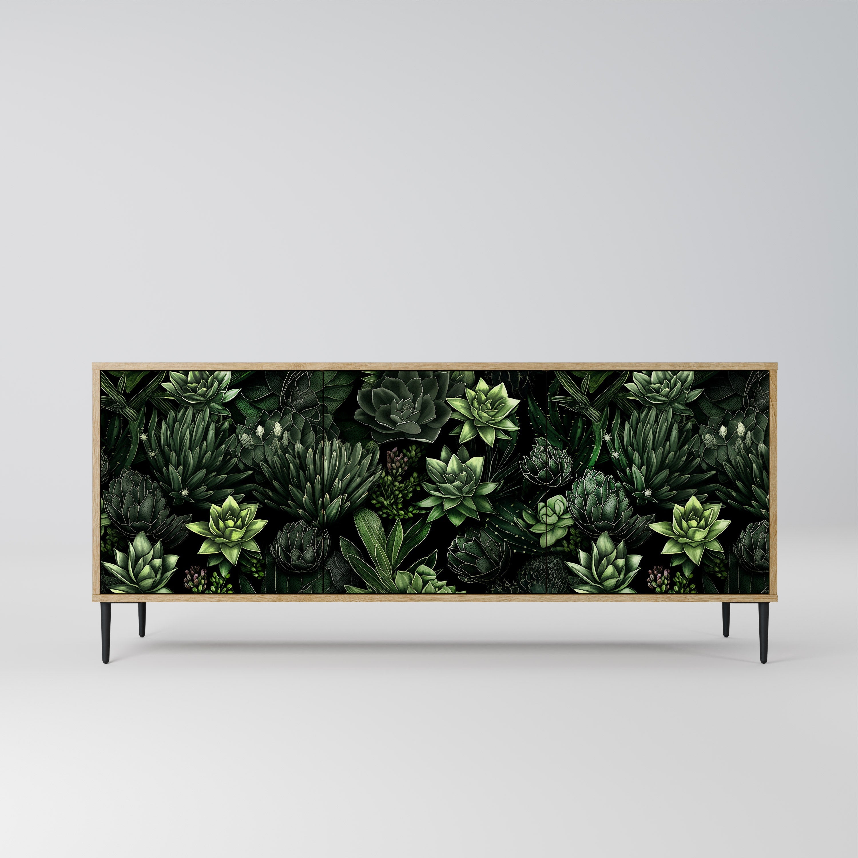 SUCCULENT JUNGLE Aparador de 3 Portas em Efeito Carvalho