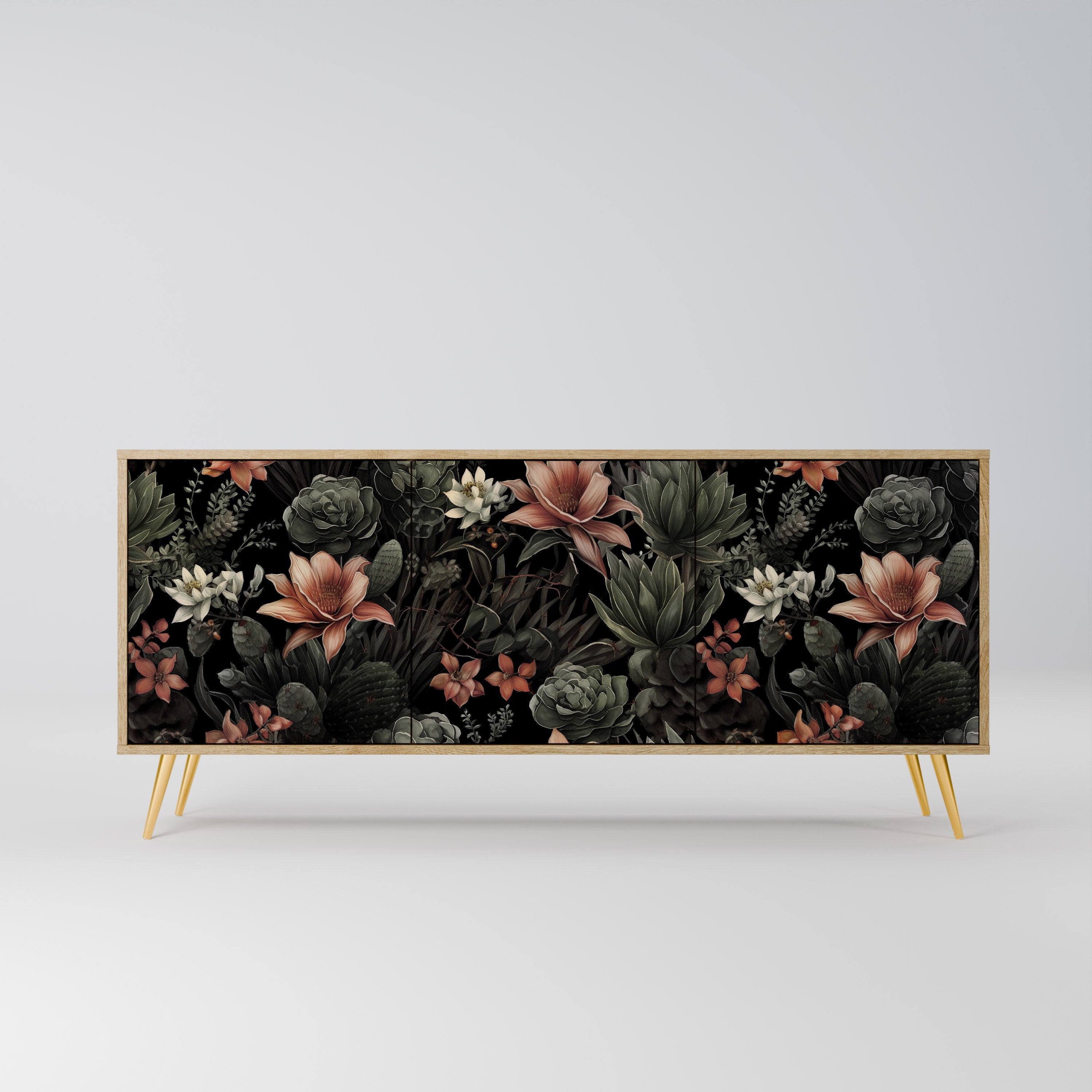 SECRET VERDURE Aparador de 3 Portas em Efeito Carvalho