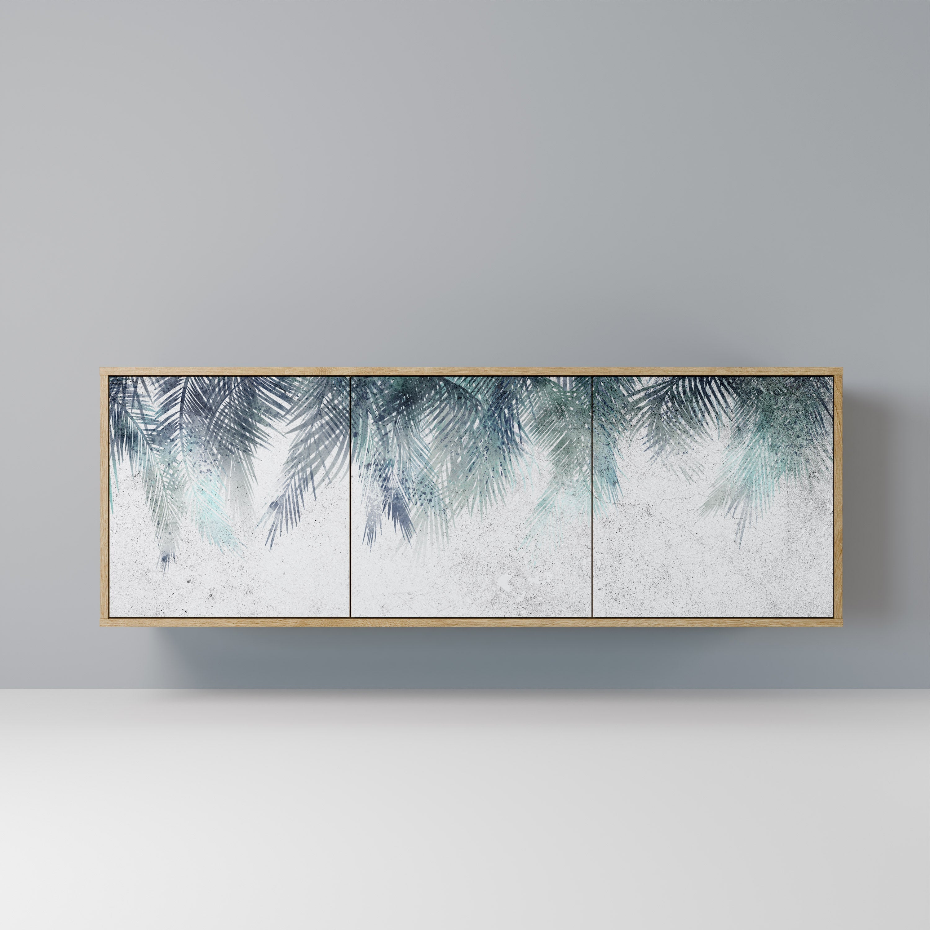 PALM VEIL Aparador de 3 Portas em Efeito Carvalho