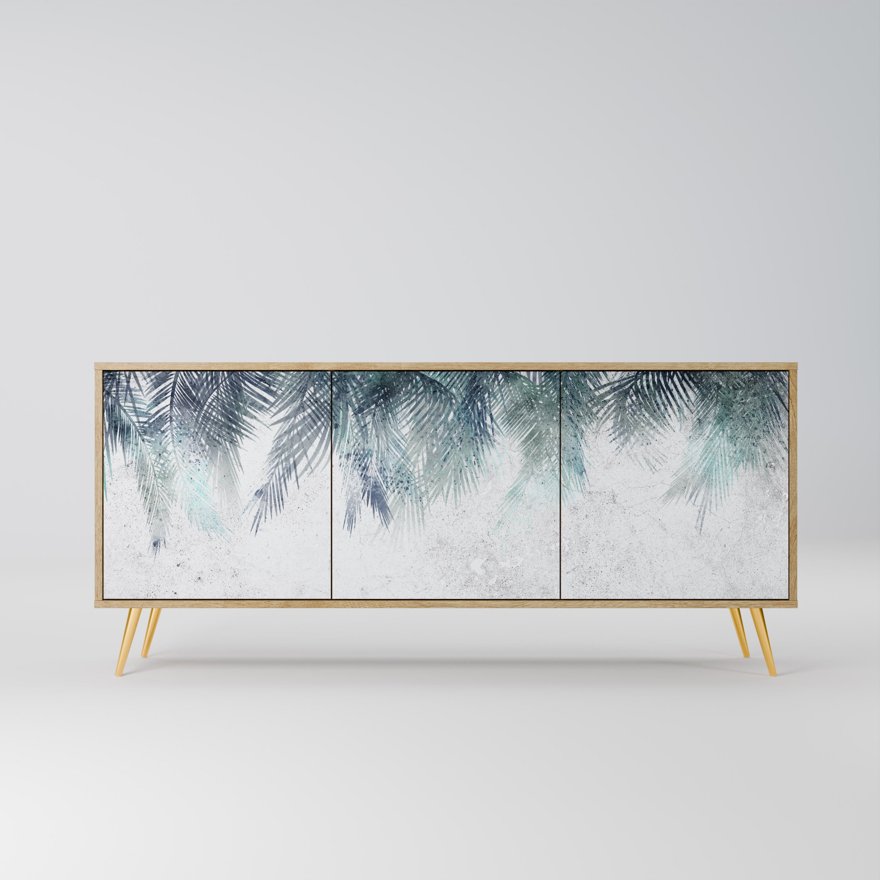 PALM VEIL Aparador de 3 Portas em Efeito Carvalho