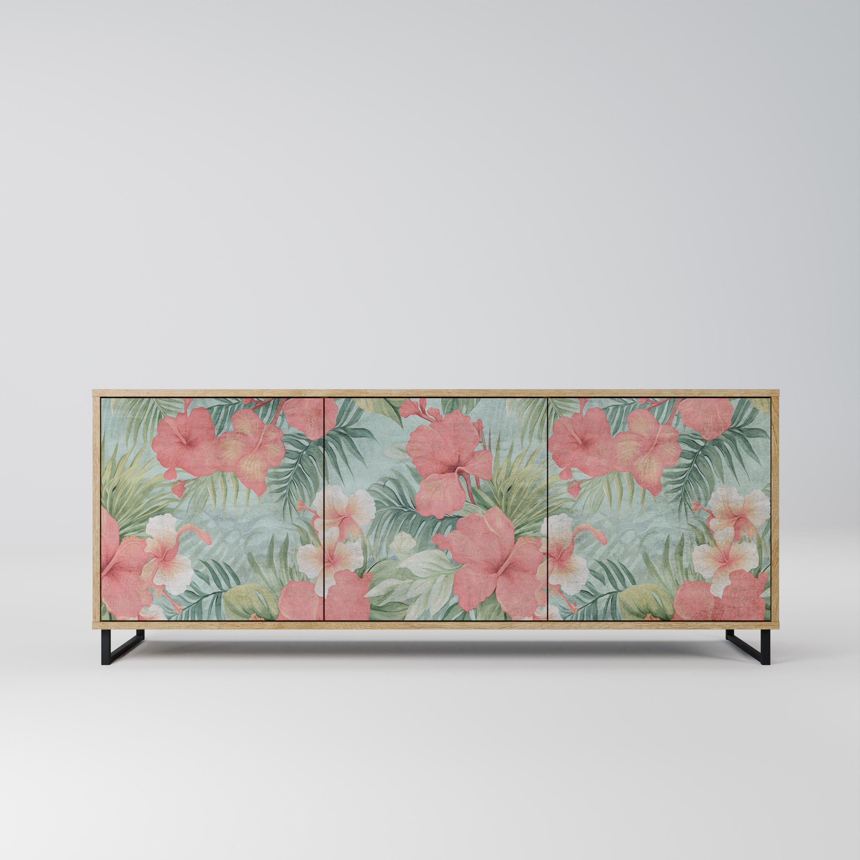 HAWAIIAN SPIRIT Aparador de 3 Portas em Efeito Carvalho