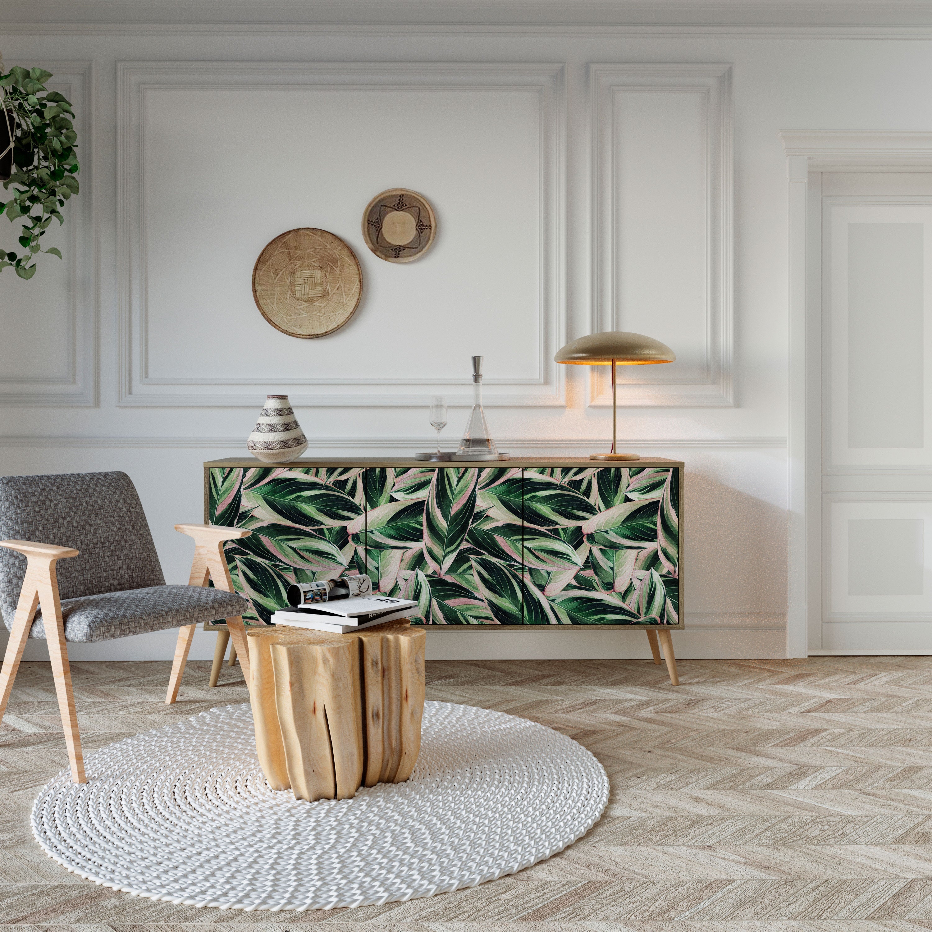 EERIE STROMANTHE Aparador de 3 Portas em Efeito Carvalho