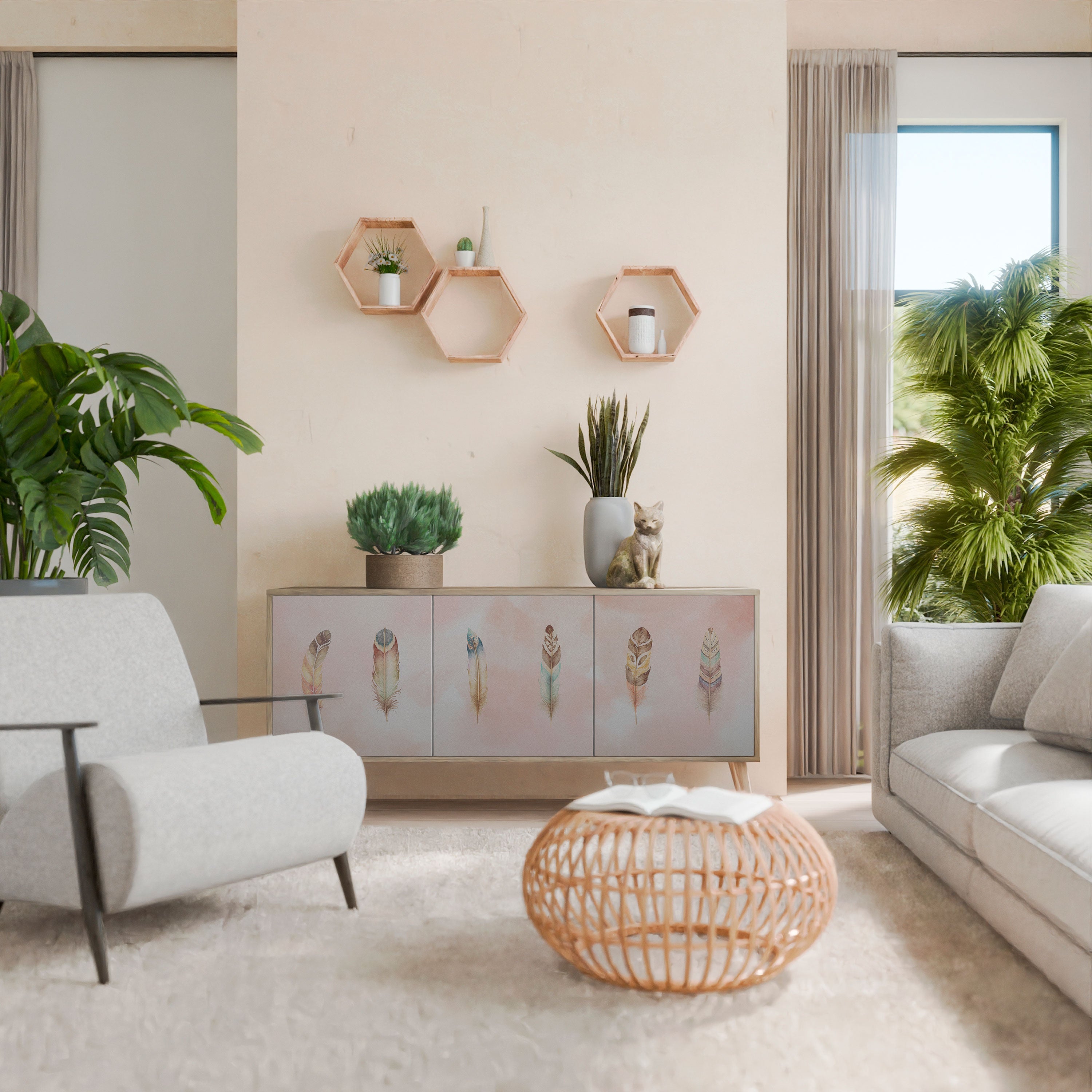 THE DELIQUESCE Aparador de 3 Portas em Efeito Carvalho