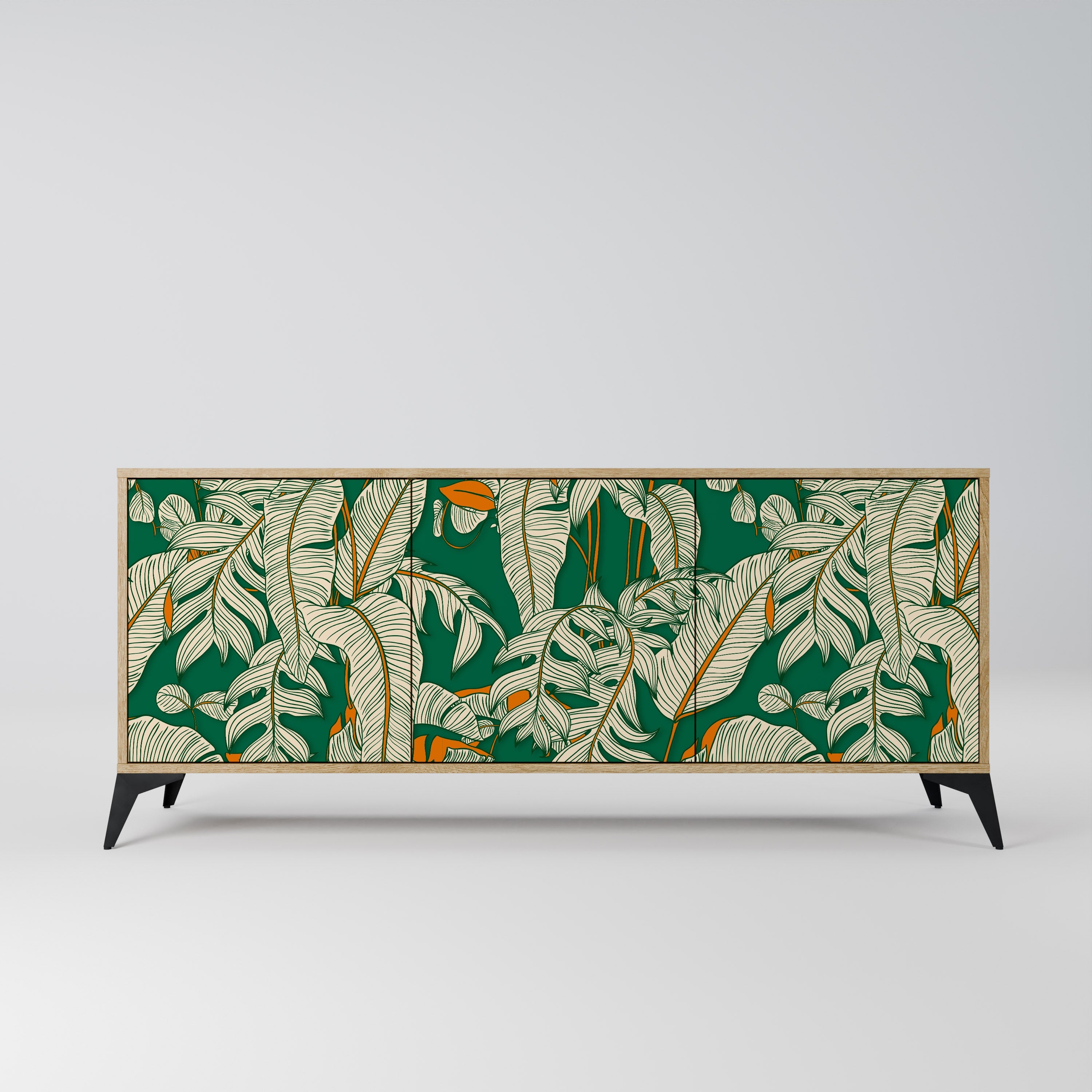 VERDANT PLEASURES Aparador de 3 Portas em Efeito Carvalho