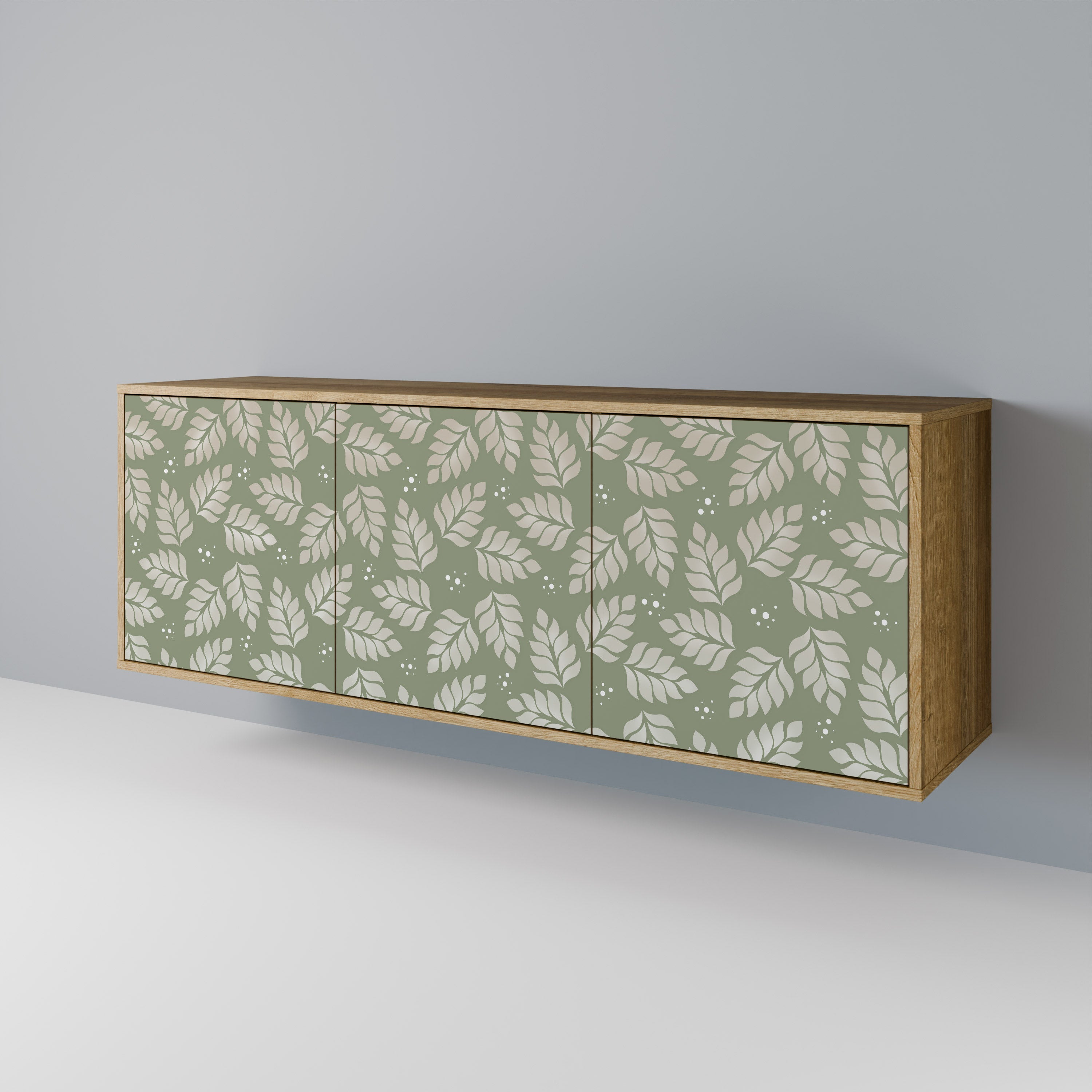 LEAVES ON GREEN 3-Door Sideboard in Oak Effect