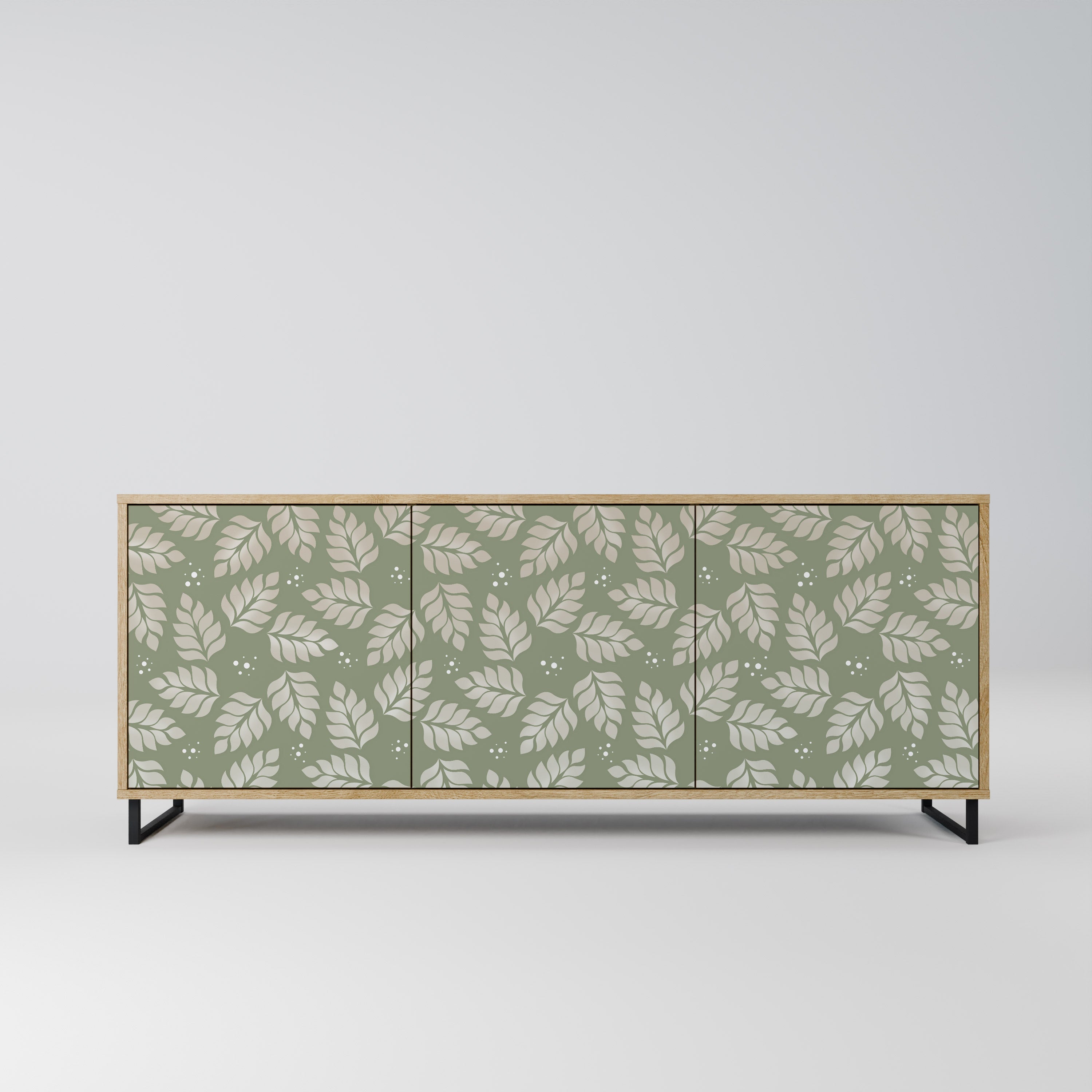 LEAVES ON GREEN Aparador de 3 Portas em Efeito Carvalho