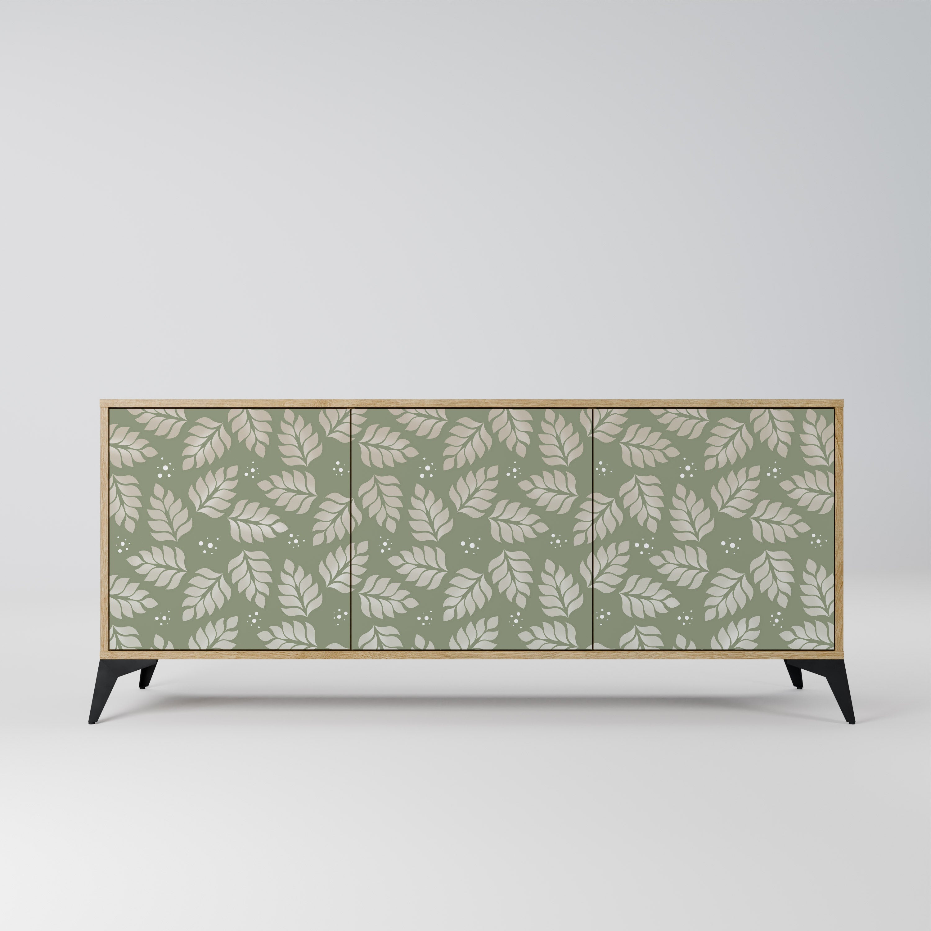 LEAVES ON GREEN Aparador de 3 Portas em Efeito Carvalho