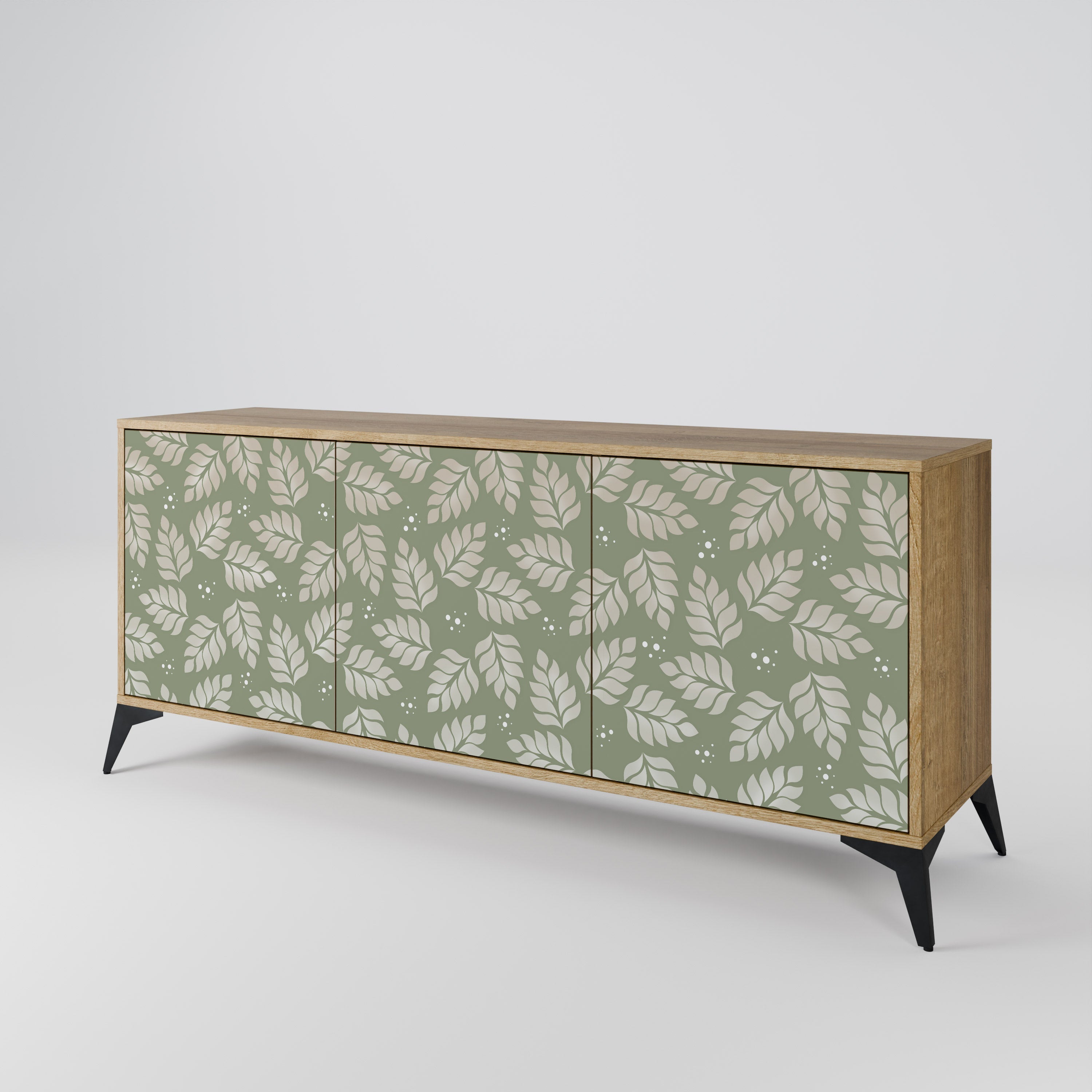 LEAVES ON GREEN 3-Door Sideboard in Oak Effect