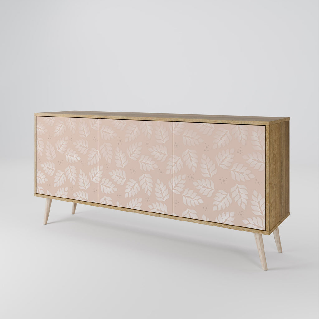 LEAVES ON BEIGE 3-Door Sideboard in Oak Effect