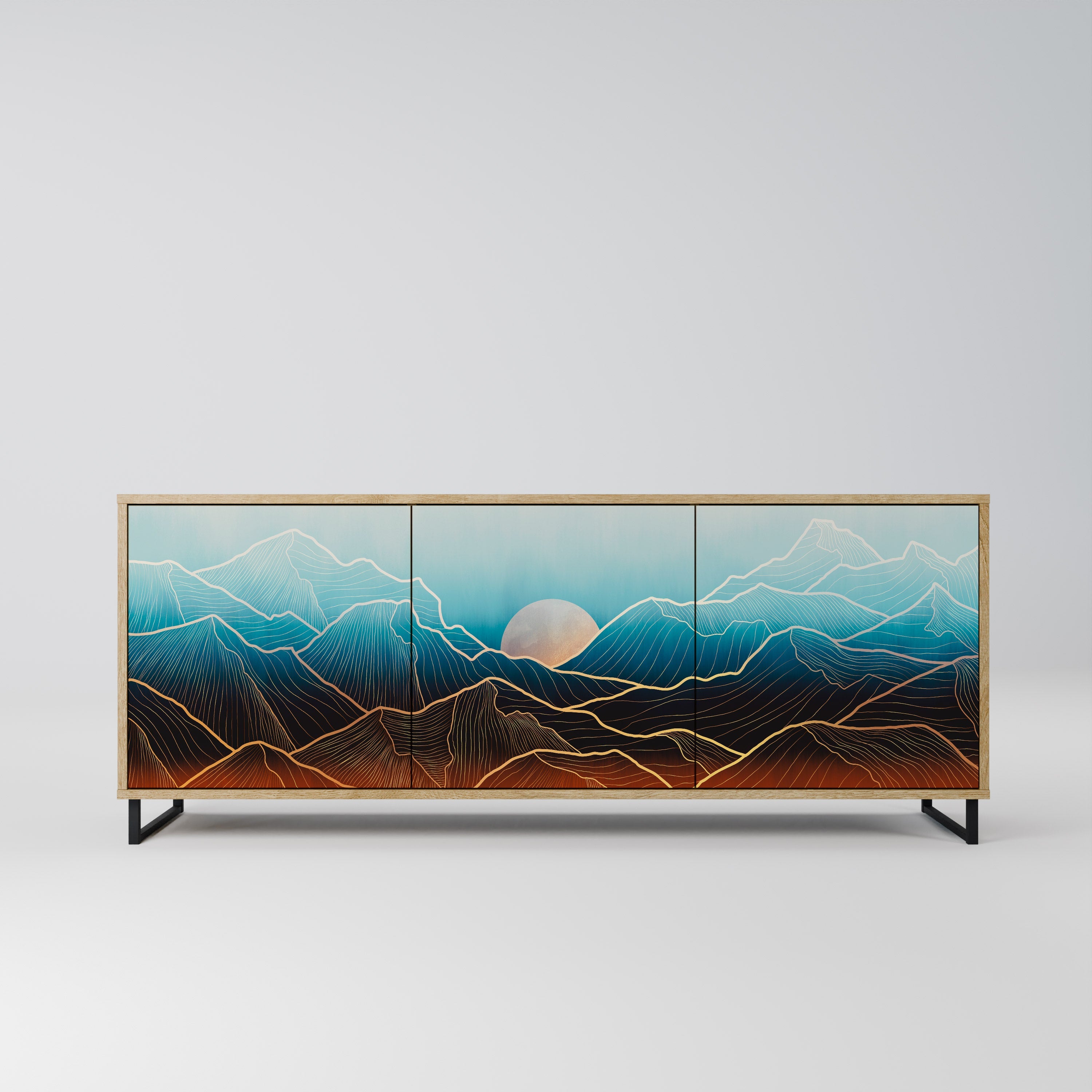 LUNAR SECRETS Aparador de 3 Portas em Efeito Carvalho