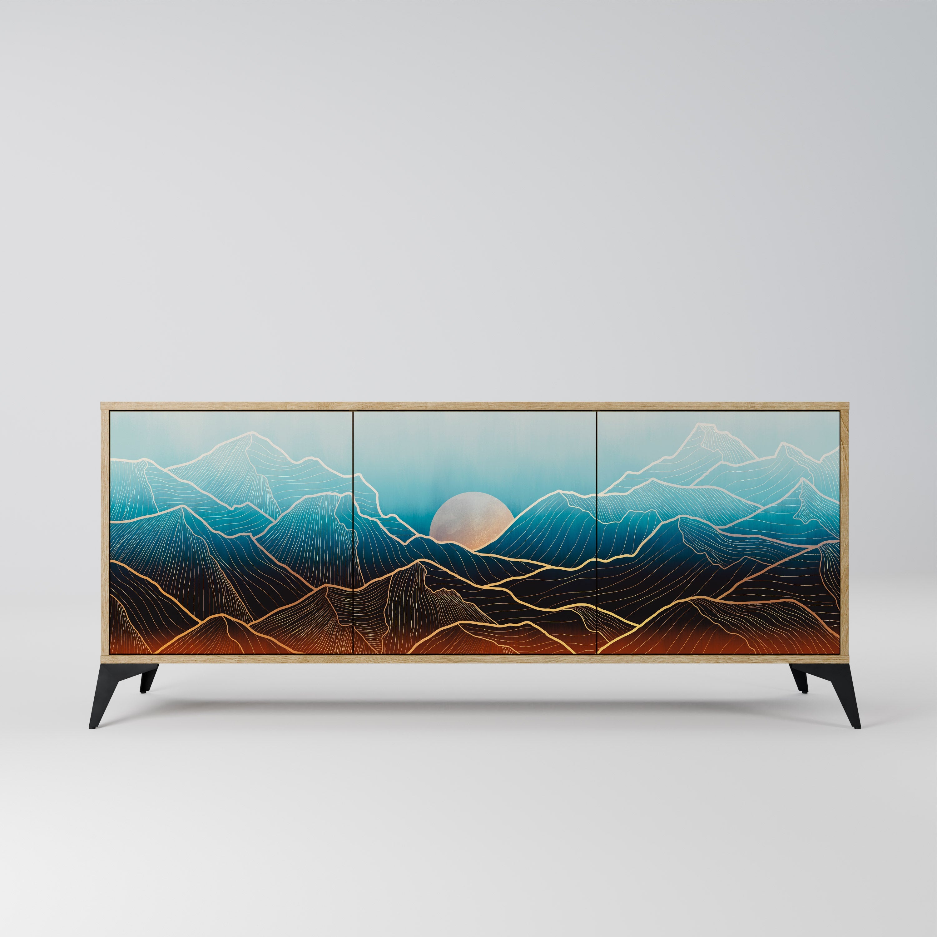 LUNAR SECRETS Aparador de 3 Portas em Efeito Carvalho