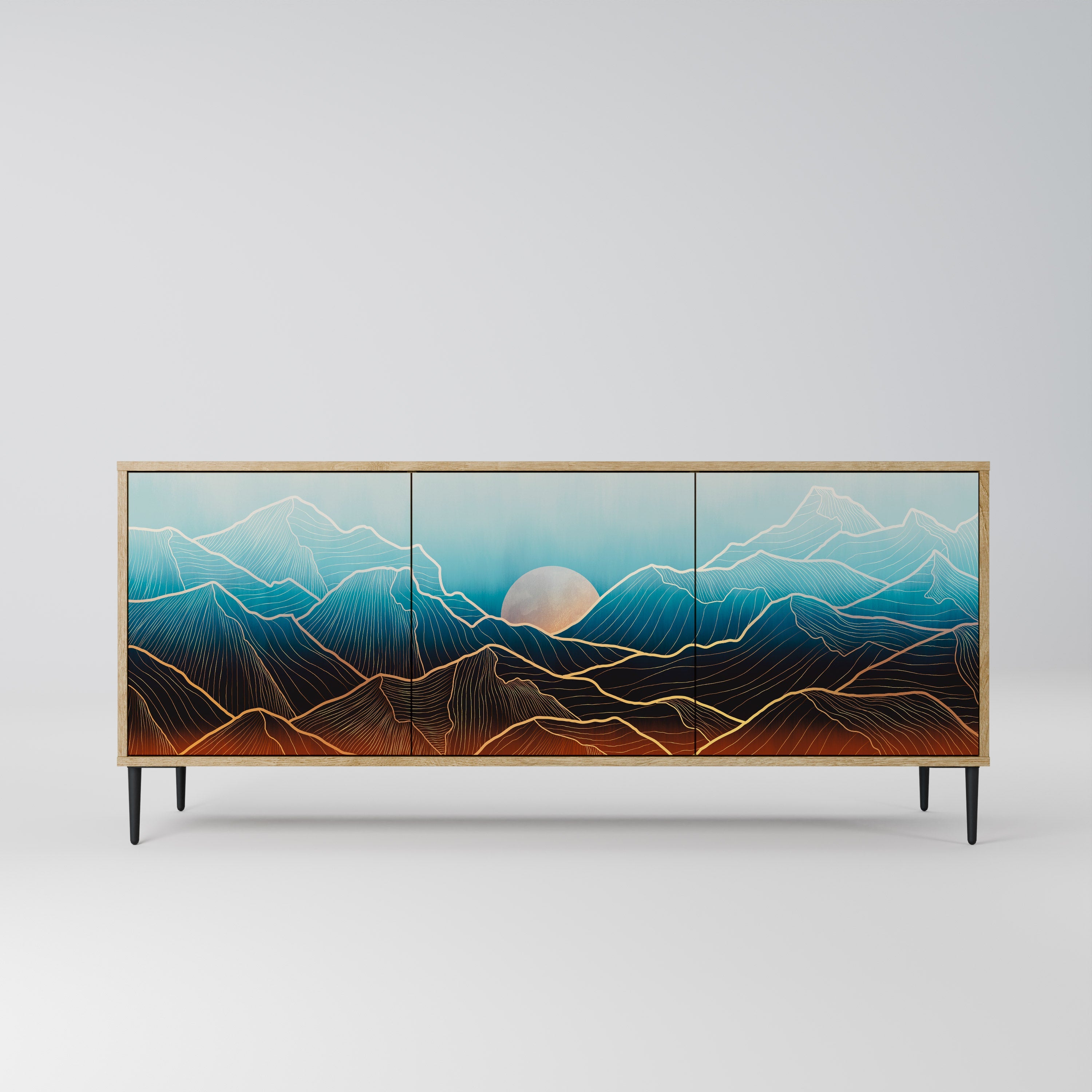 LUNAR SECRETS Aparador de 3 Portas em Efeito Carvalho