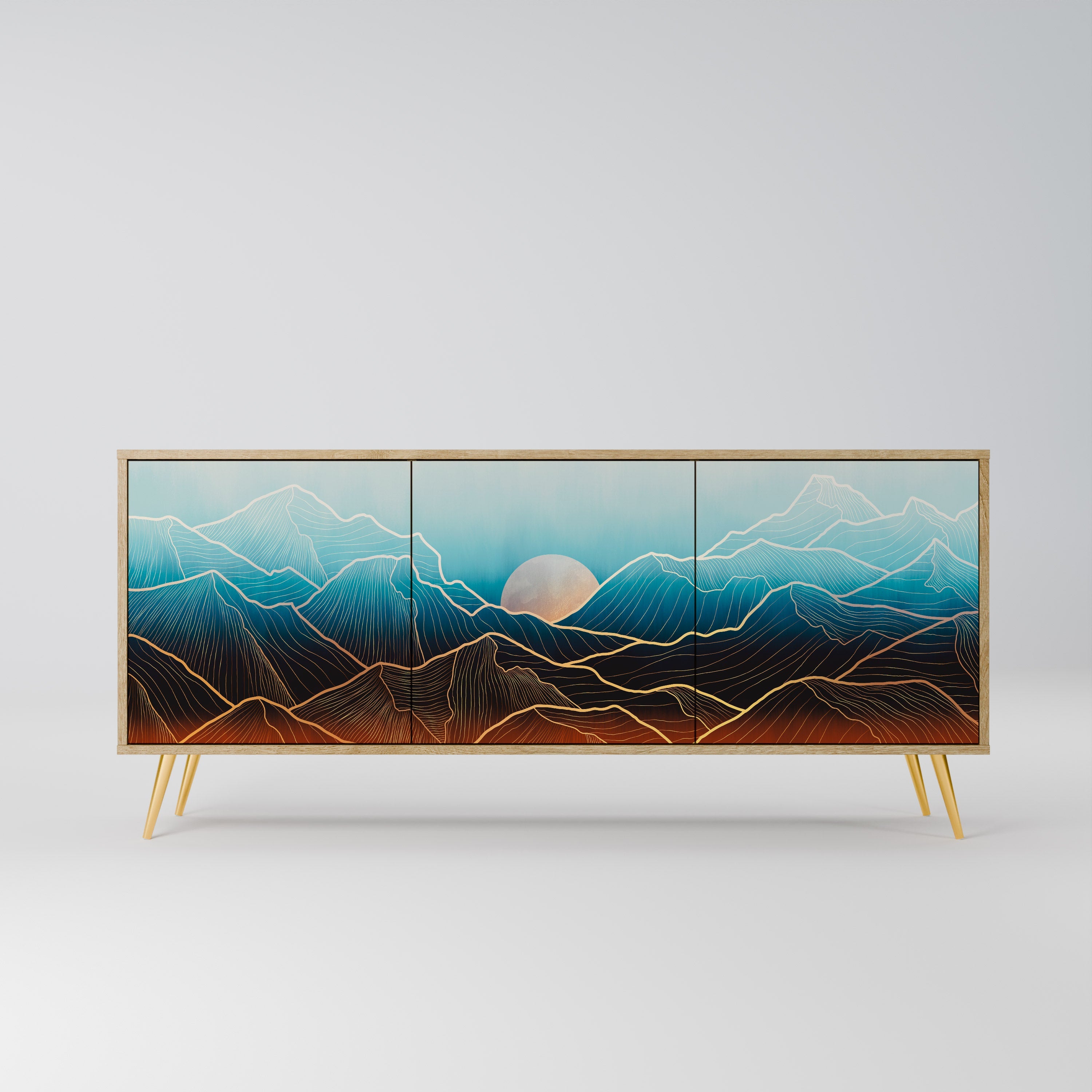 LUNAR SECRETS Aparador de 3 Portas em Efeito Carvalho