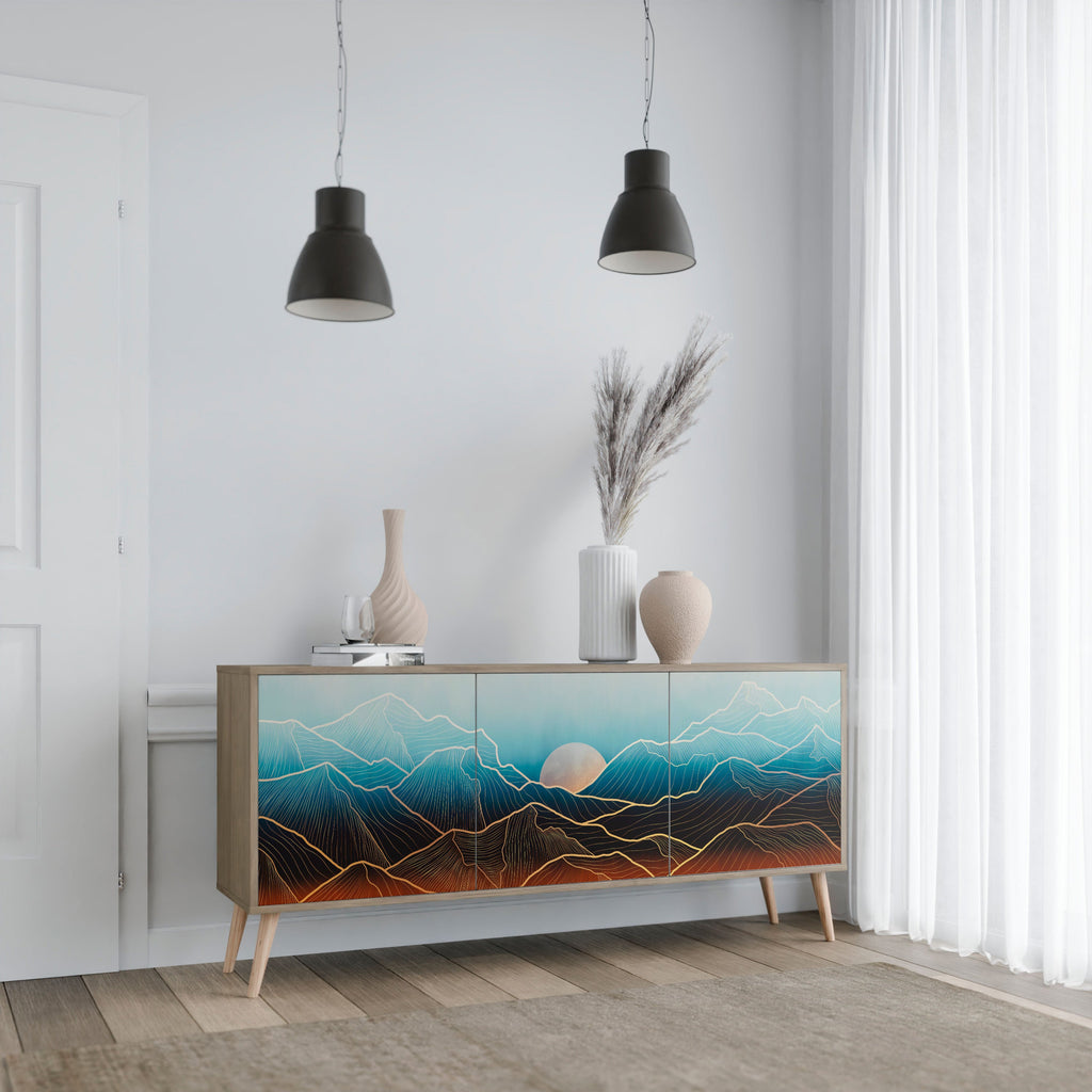 LUNAR SECRETS Aparador de 3 Portas em Efeito Carvalho