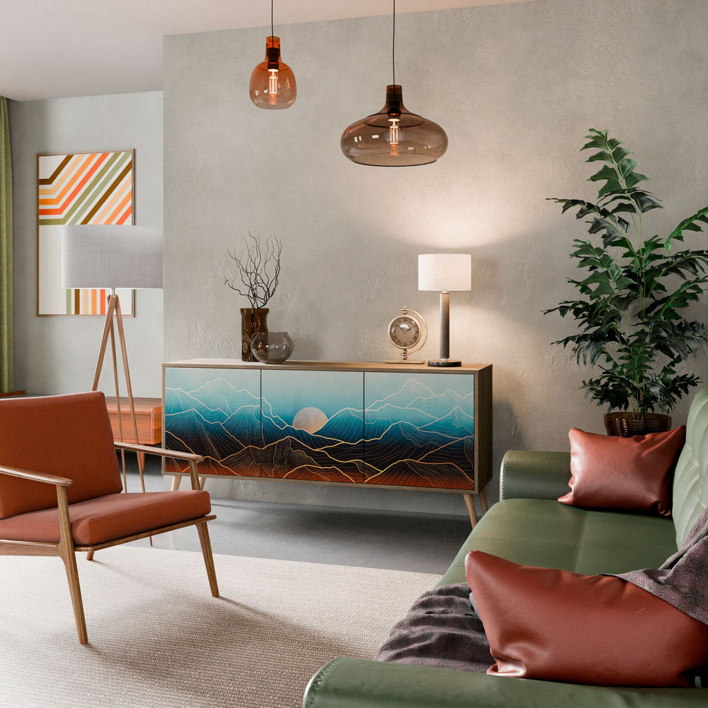 LUNAR SECRETS Aparador de 3 Portas em Efeito Carvalho