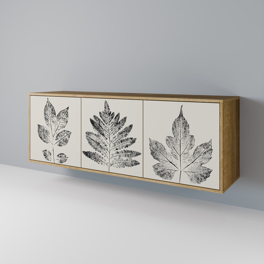 LEAFY STAMPS Aparador de 3 Portas em Efeito Carvalho